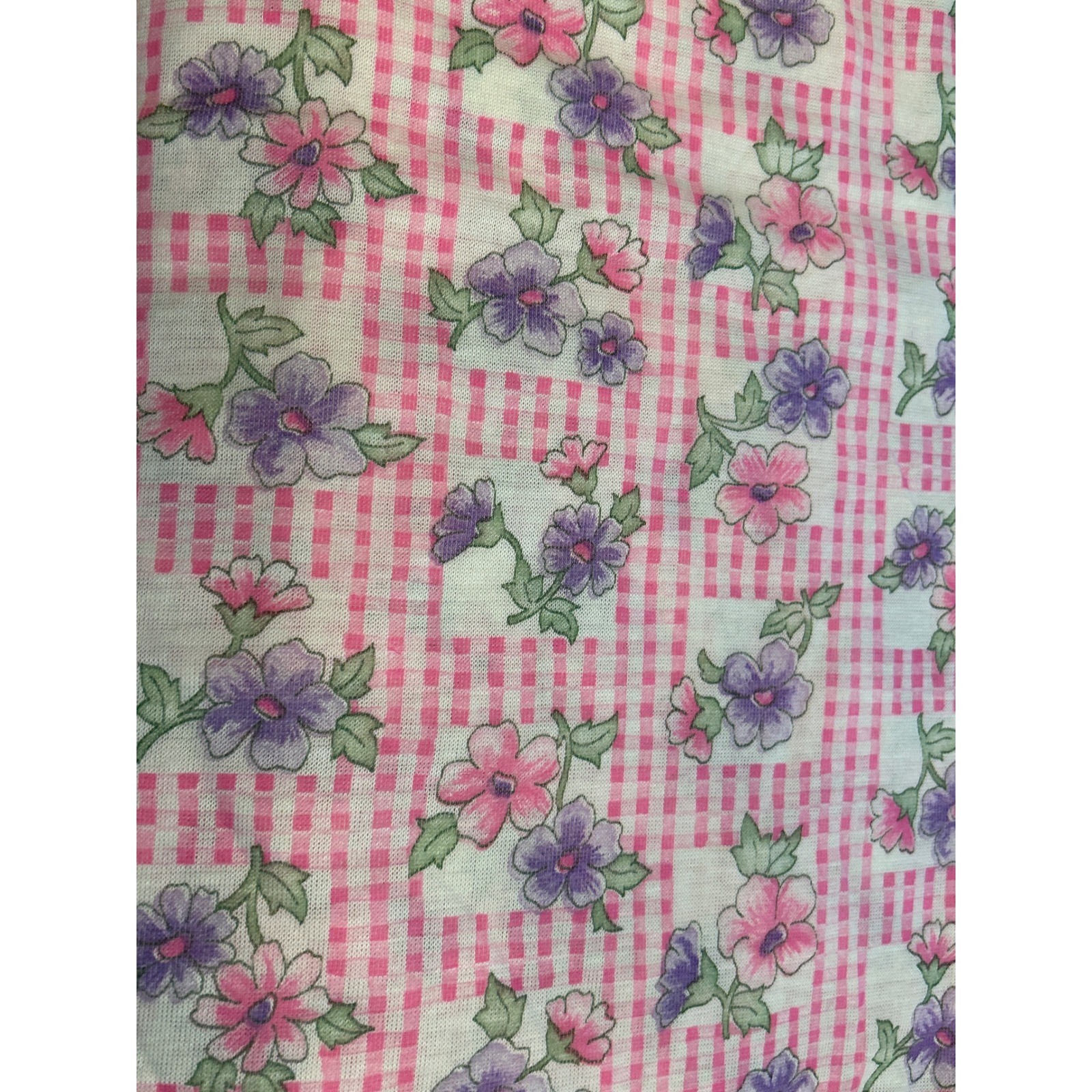 Vintage Unbranded Floral Nightgown Cottagecore Grandma Core Pink Gingham Purple