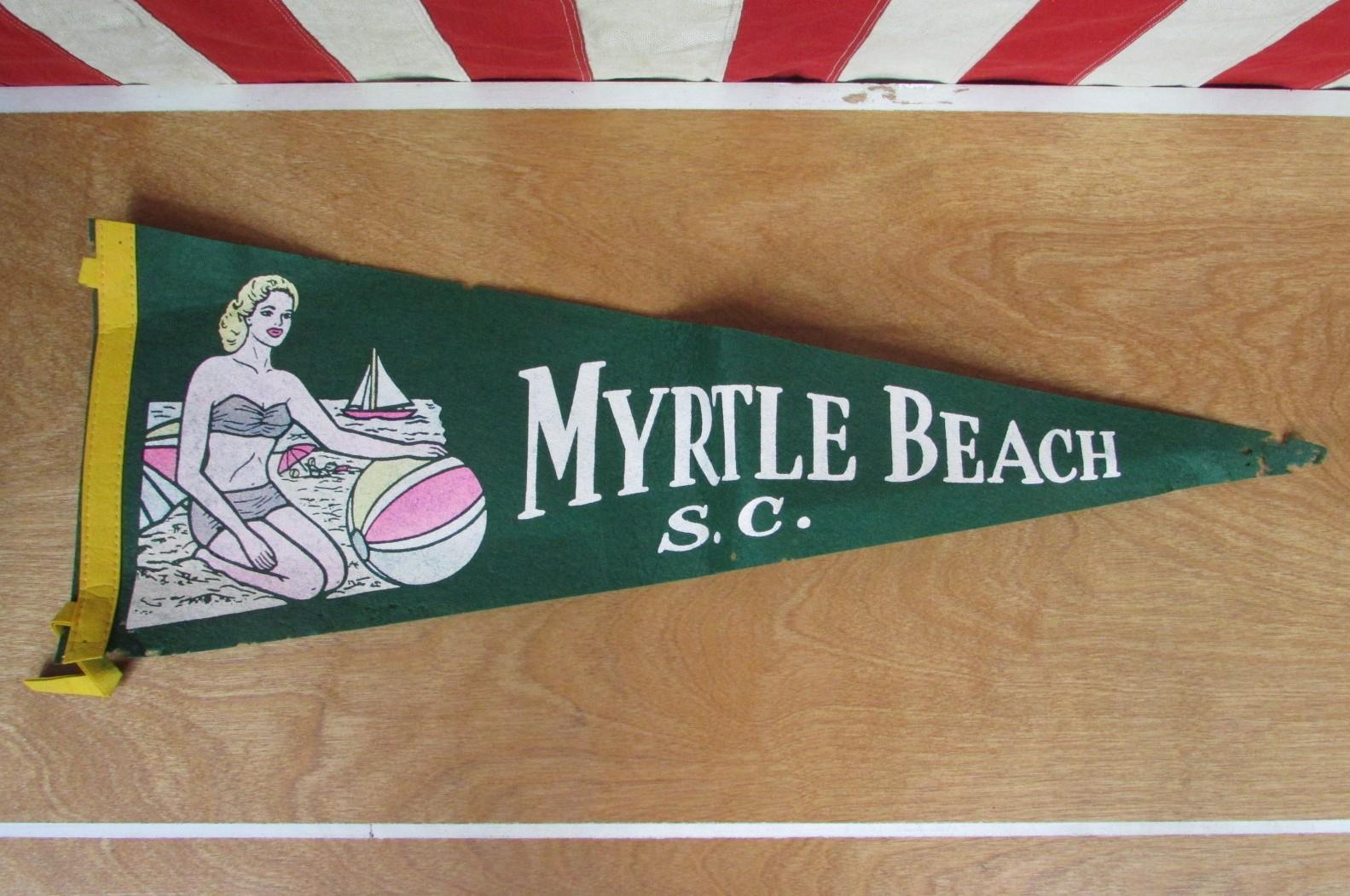 Vintage 1960s Ocean Mermaid Swimsuit NOS w/ Swim Couple Photograph Beach Pennant