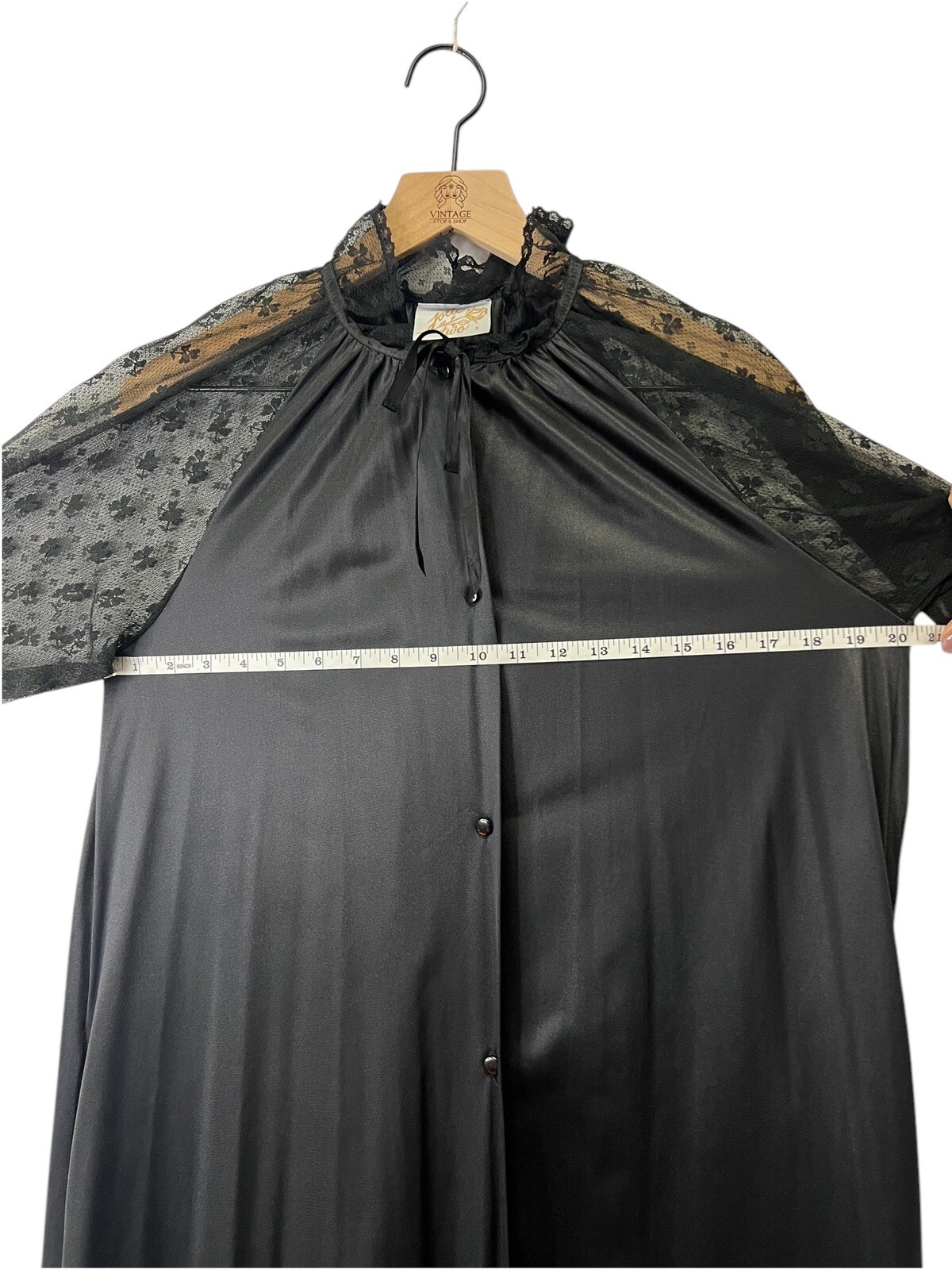 Vintage Jolie Two Long Black Sheer Lace Robe JC Penney Long Sleeve Small