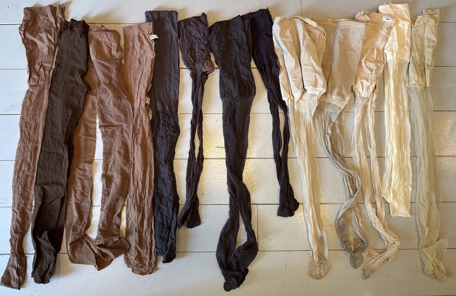 70-Piece Vtg Pantyhose Lot: Knee, Full, Queen-A, DKNY, Sheer, Hanes, Buff Black