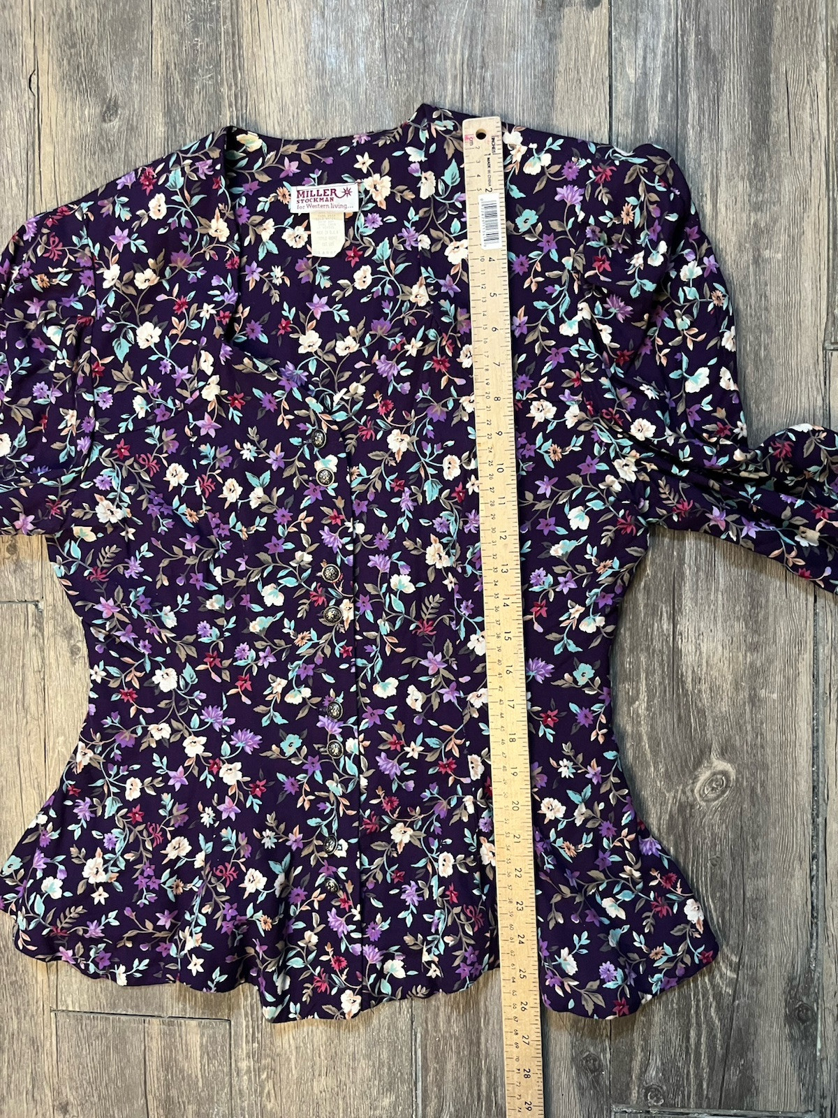 Vintage Miller Stockman Floral Western Top Made In USA Large