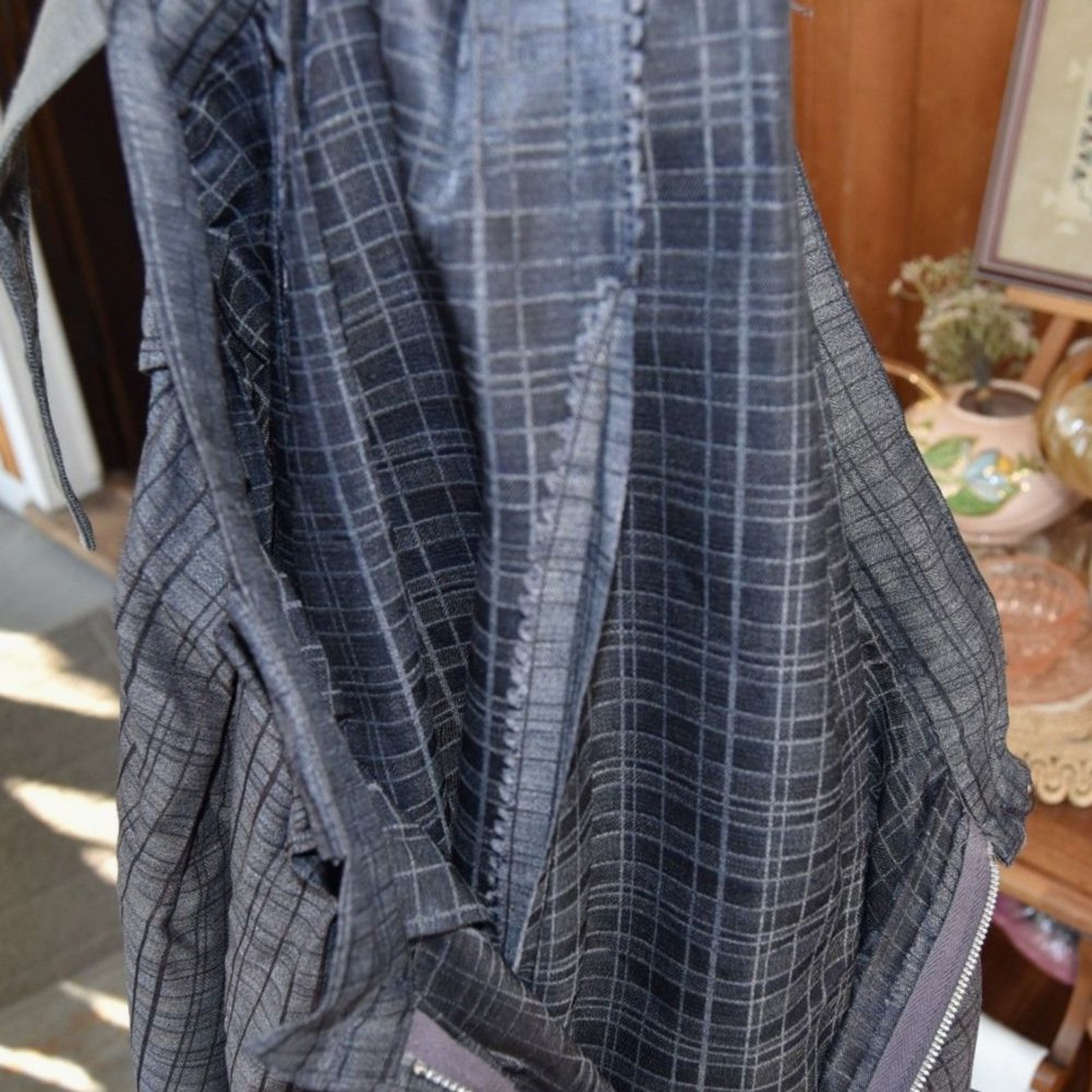Vintage 1950s Plaid Full Skirt Pleated Belted Metal Talon Zipper Waist 28 Small