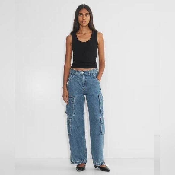 Denim Forum By Aritzia 90s Millie High Rise Cargo Wide Leg Jeans, Size 24