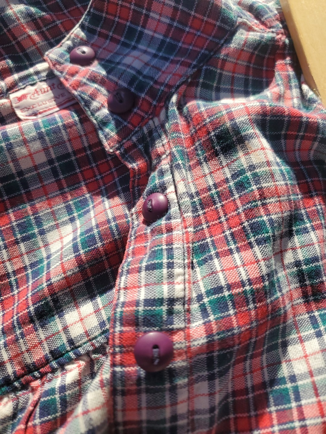 Aunt Abigail’s Attic Plaid Cottagecore 70s Midi Shirt Plain Dress Long Sleeve