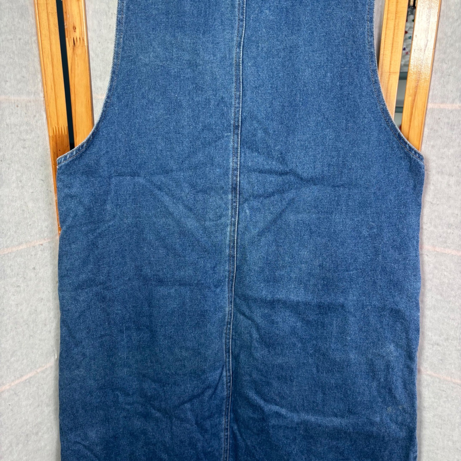 Haiks Vintage Blue Denim Hand Painted Cabin Deer Jumper Dress Womens Large Woods