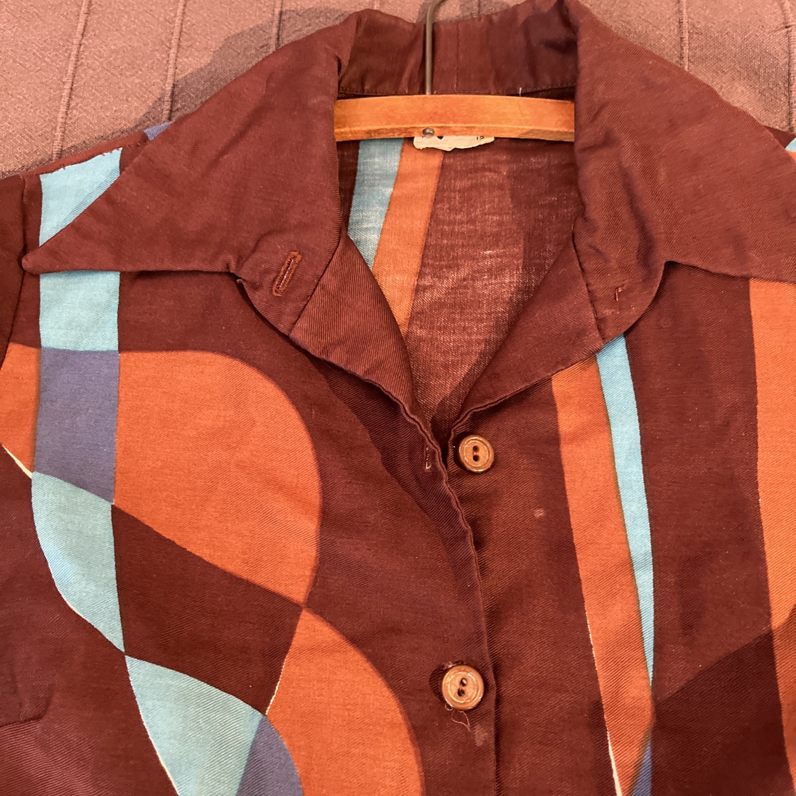 Vintage Vera Brown And Blue Blouse