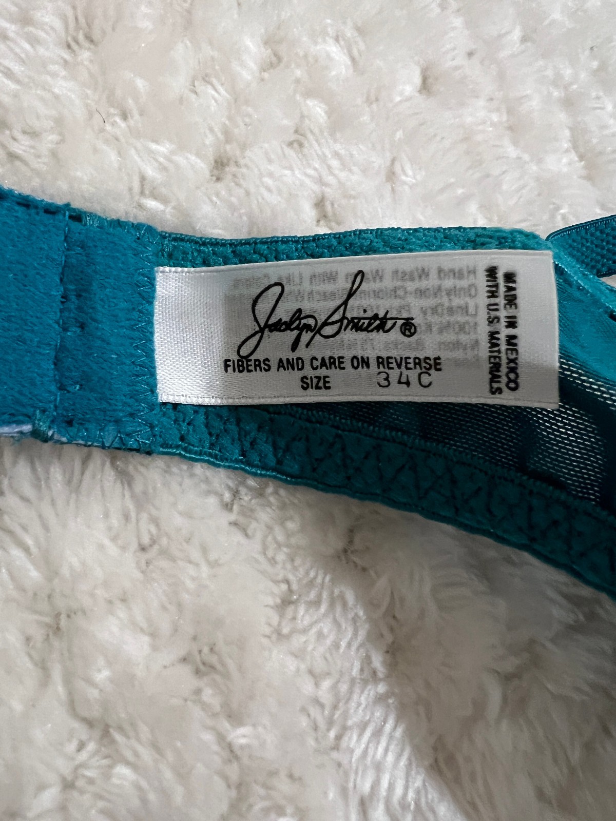 NEW with Tags Vintage Jaclyn Smith Nylon Lace gree Silky Bra Size 34C Style 6414