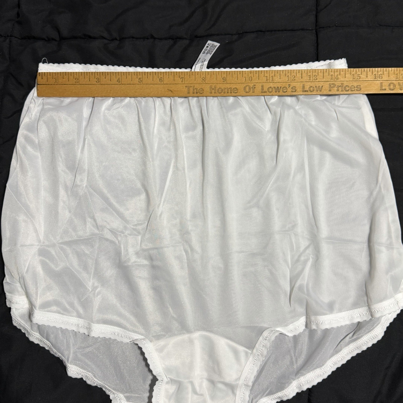 3 Pair Bali 26210 White 3XL / 10 Nylon Satin Full Cut Brief Panties High Waist