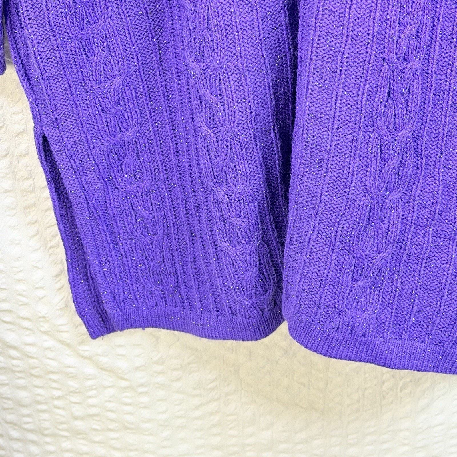 Vintage Diane Von Furstenberg Color Authority Cable Knit Sweater Purple 1X/2X