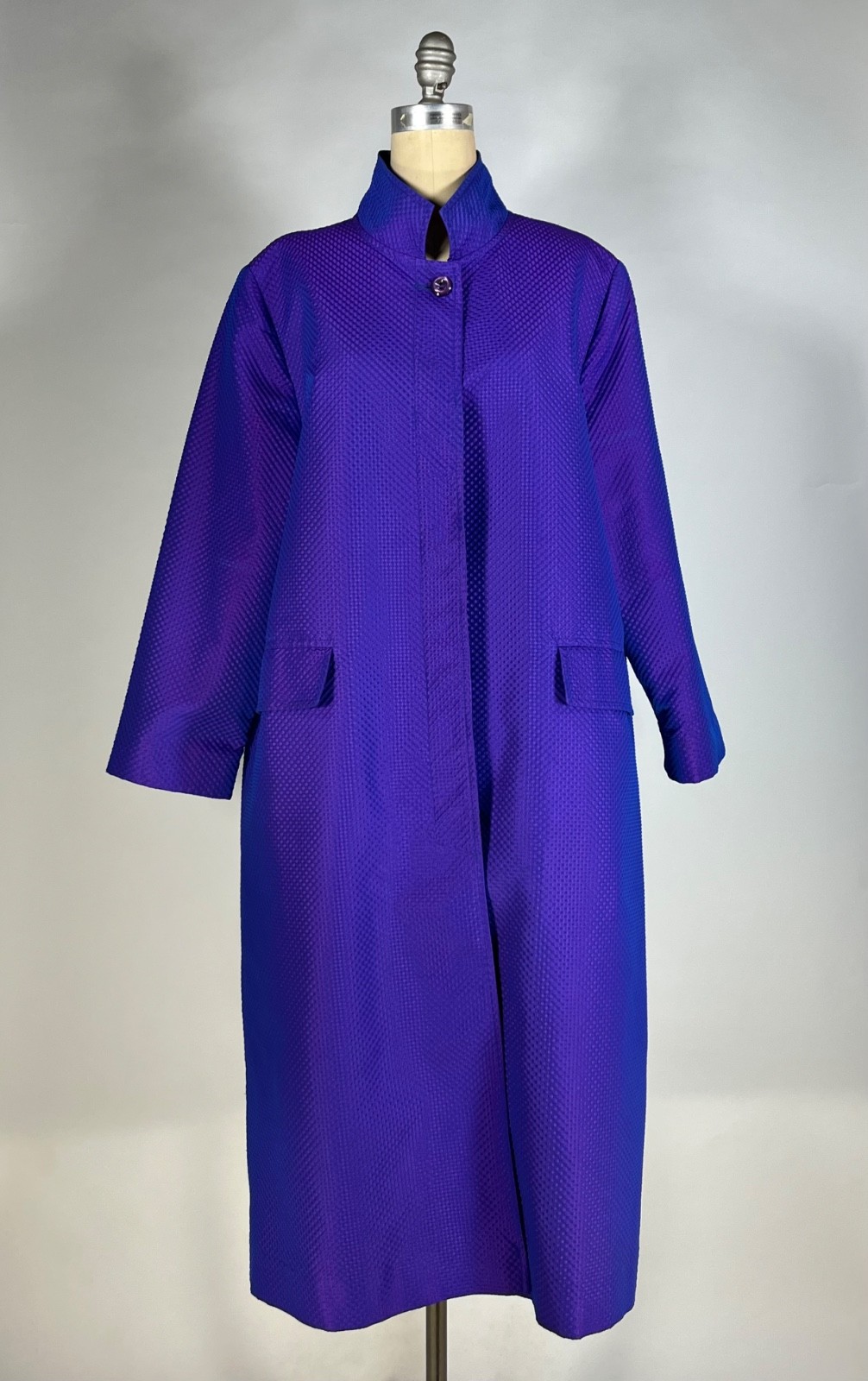 Vintage 1990’s-2000’s purple/blue iridescent trench rain coat by JHERI RICHARDS