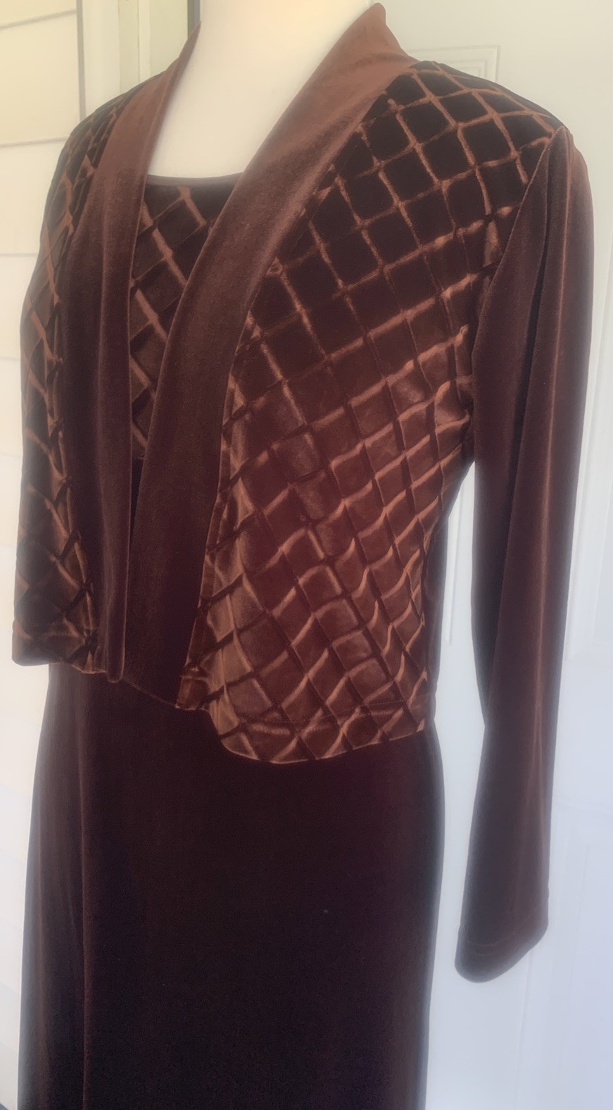 VTG Carol Anderson Petite Velour 2- Piece Maxi Party Wedding Speci. Occasion XS