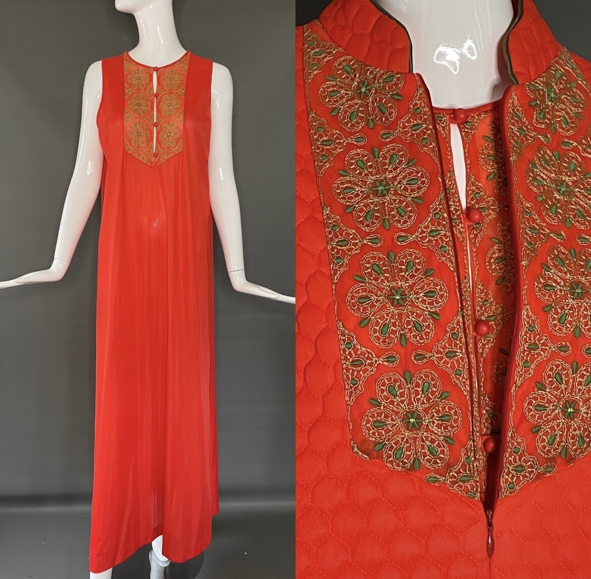 Vintage Artemis 2 Piece Nightgown And Matching Quilted Robe Mint Condition M