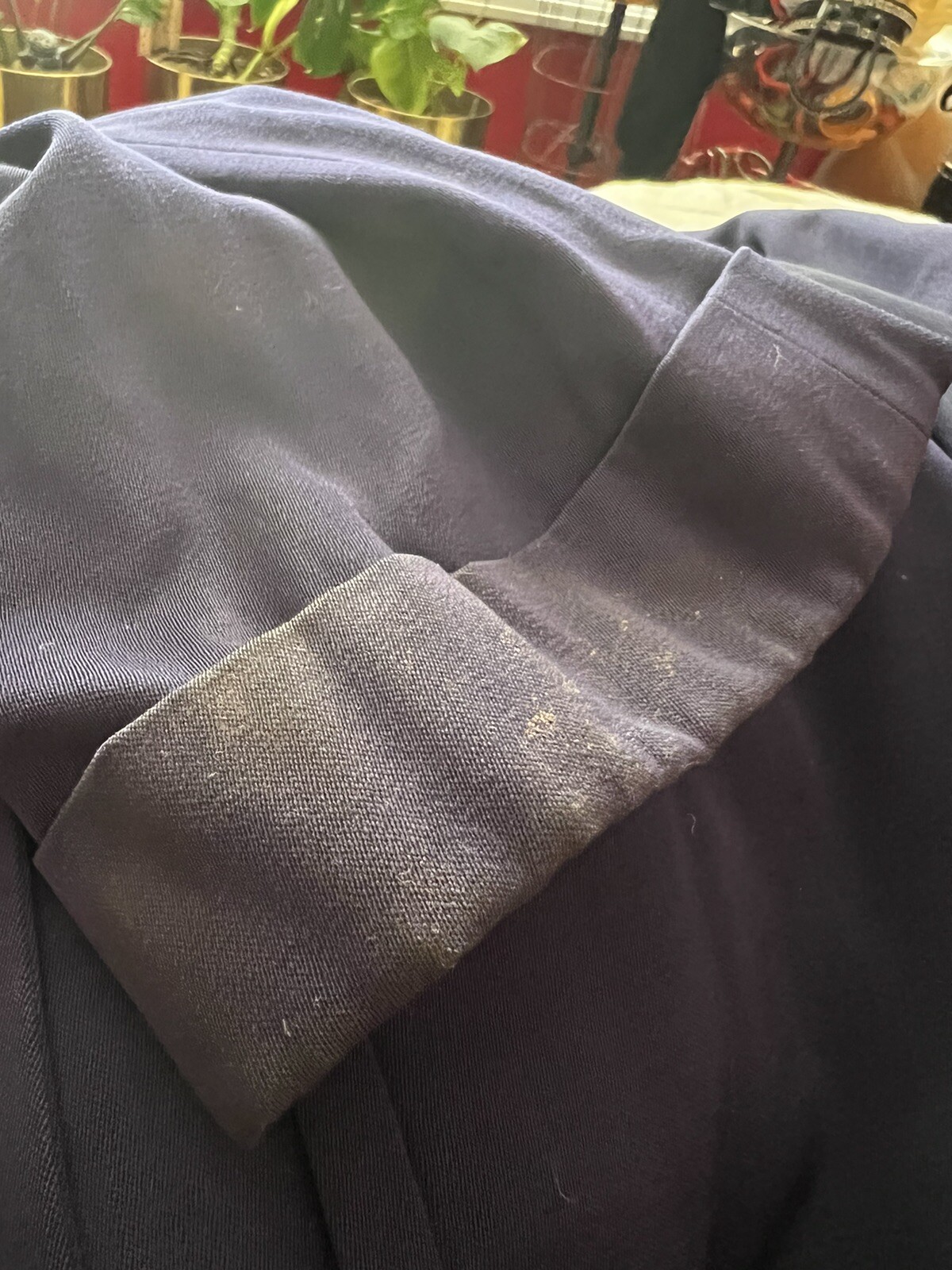 PLUS SIZE Navy Blue Wool GABARDINE 1940’s 40s Vintage Pleated Swing Jacket L Xl