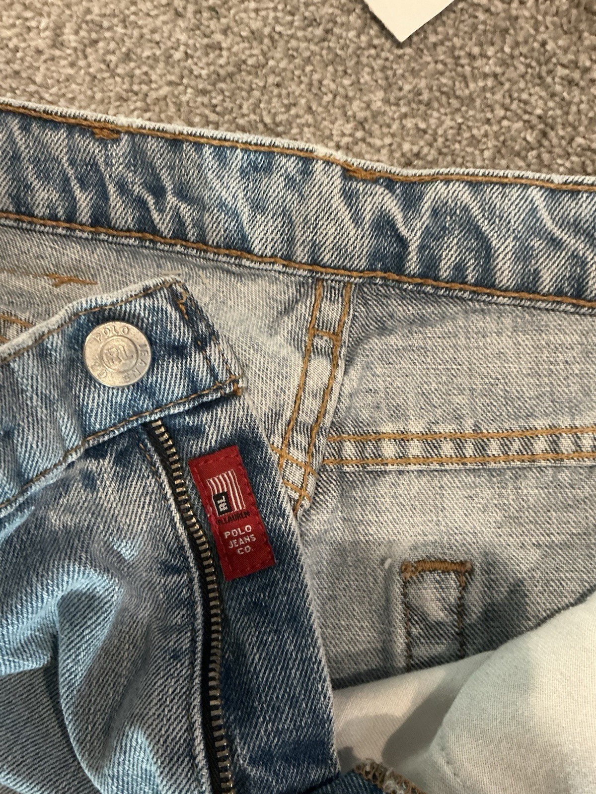 Vintage Polo Jean Co. Distress Saturday Jean 4 X 29 Light Wash Blue Denim