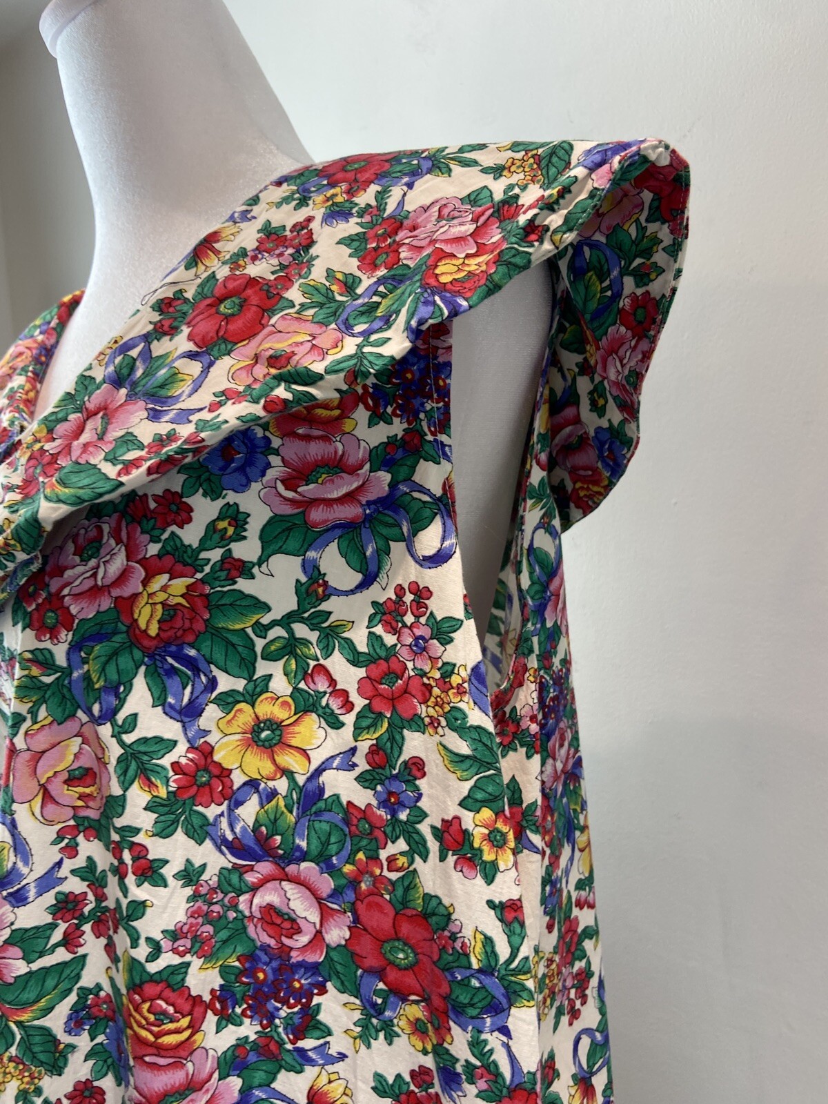 Vintage Womens Multicolor Sleeveless Floral House dress Pilgrim Collar Size 2X