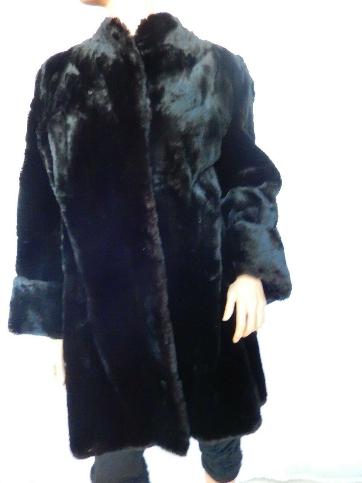 VINTAGE E. ANDERSON QUALITY SHEARED BLACK RABBIT COAT VANCOUVER B.C. Size 13-14