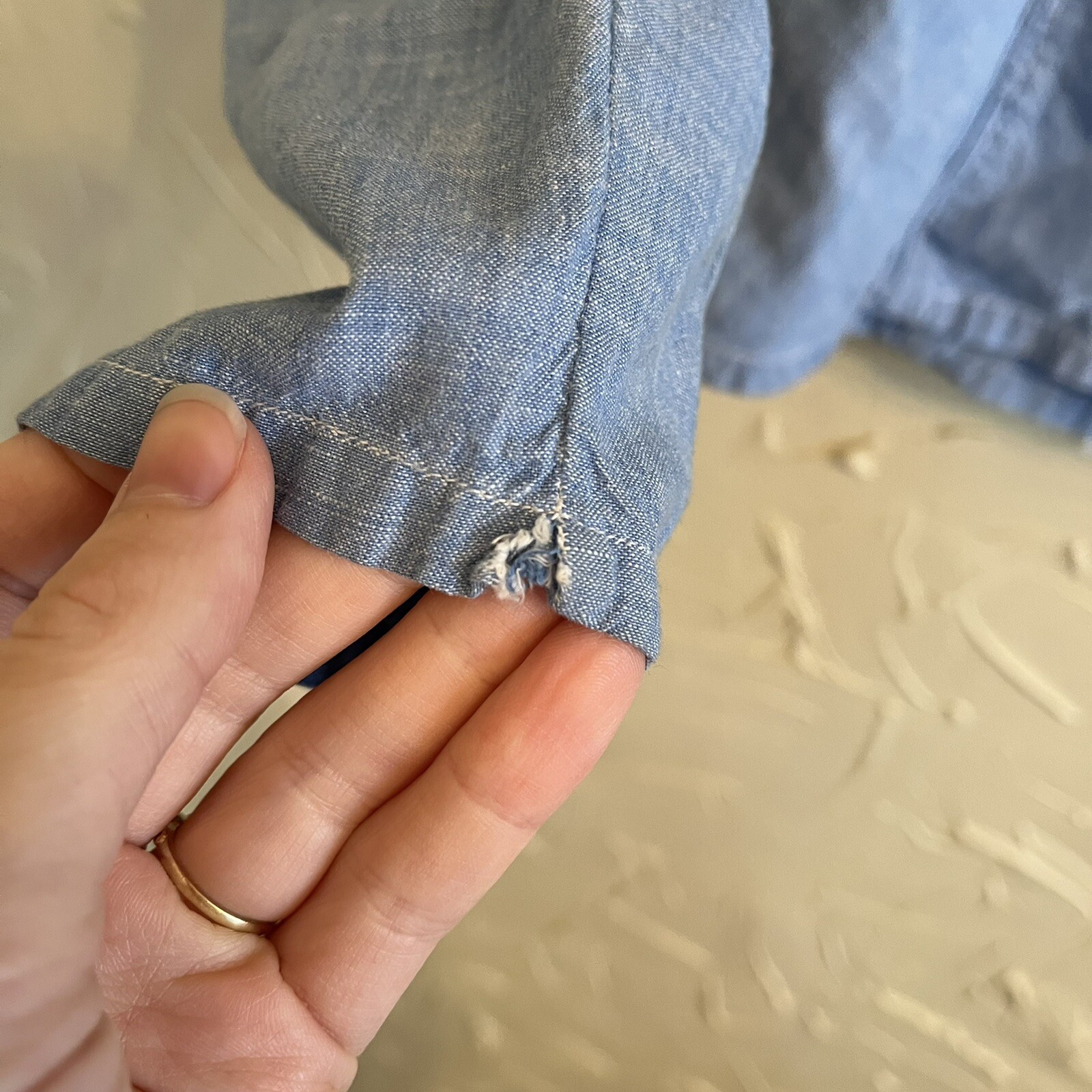 Vintage Star Of India Denim Chambray Embroidered Peasant Top Small 70s 80s