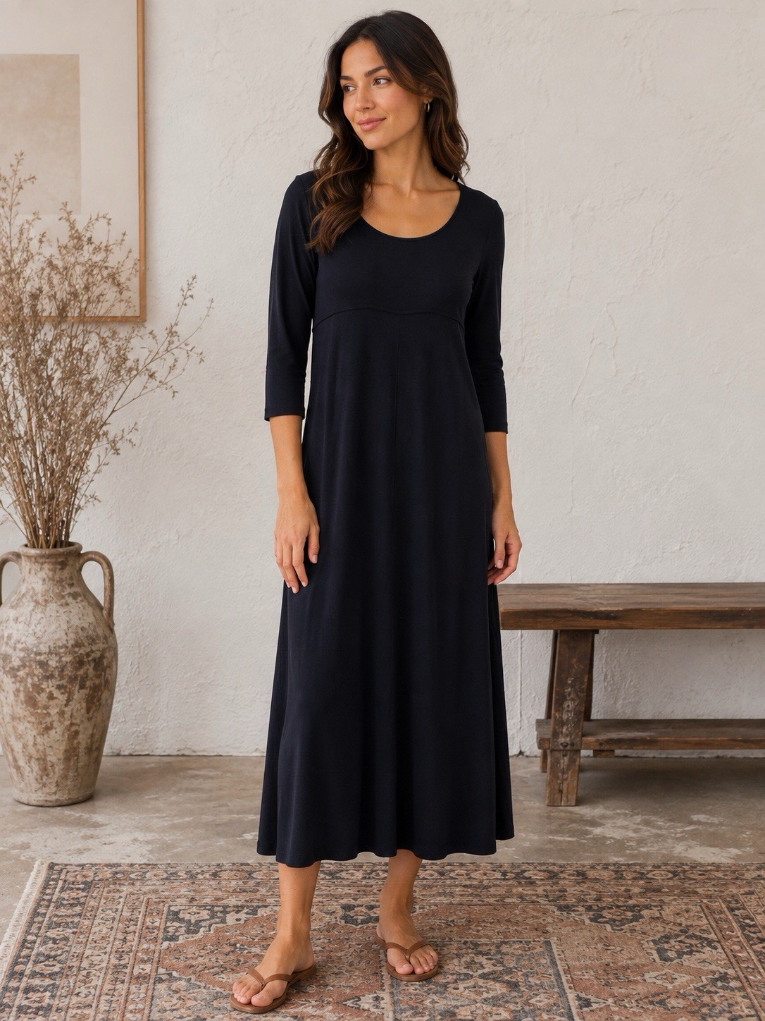Vintage Chetta B Peter Noviello Sherrie Bloom Black Midi Empire Dress Sz 6