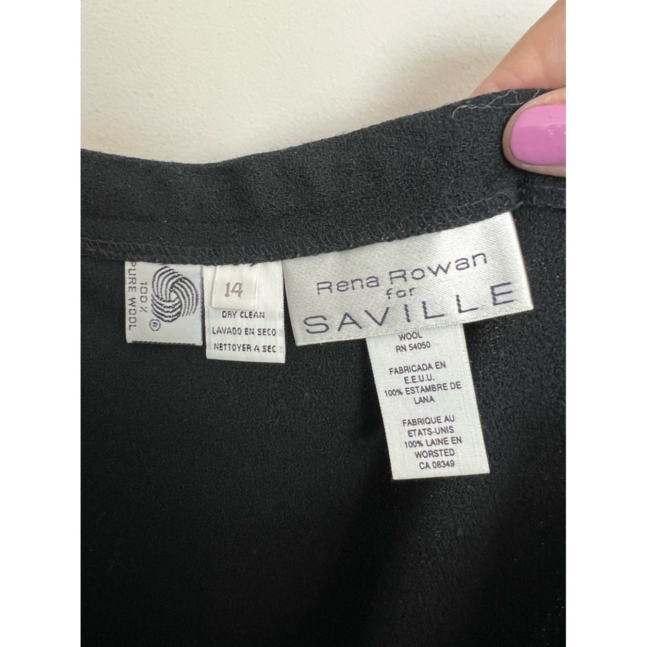 Rena Rowan for Saville Black A-Line Midi Skirt Vintage Size 14