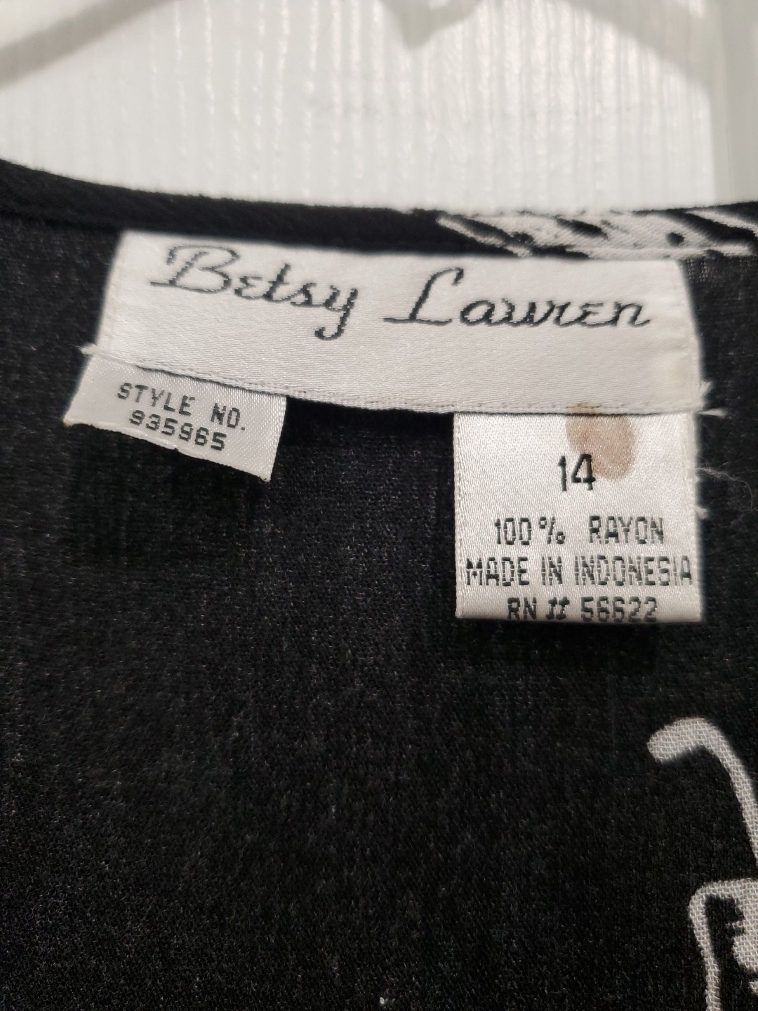 Betsy Lauren Button-Up Maxi Dress Black Size 14 Unique Pattern Of People Vtg