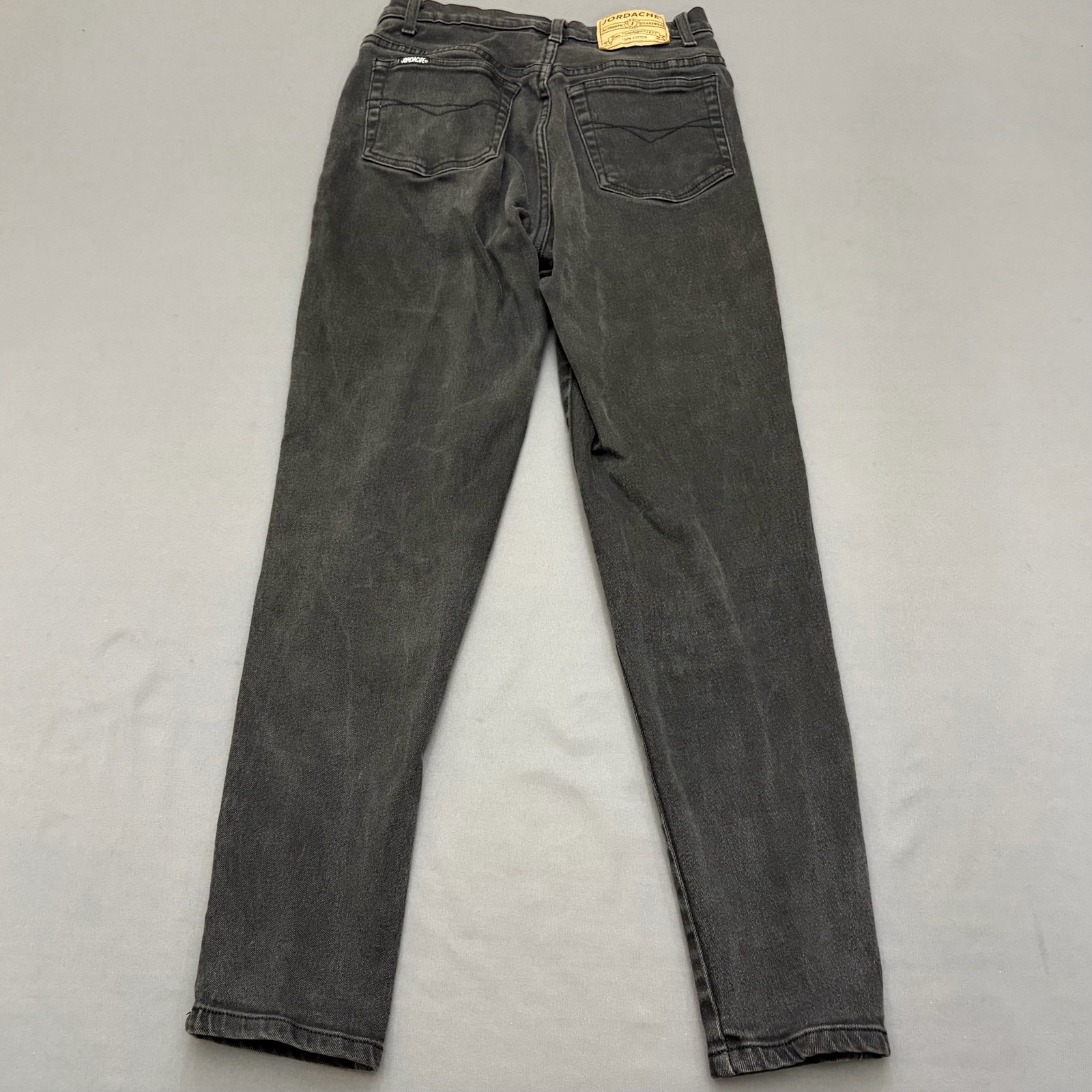 Jordache Womens Black 26×28 Denim Jeans High Rise Tapered Mom Pants