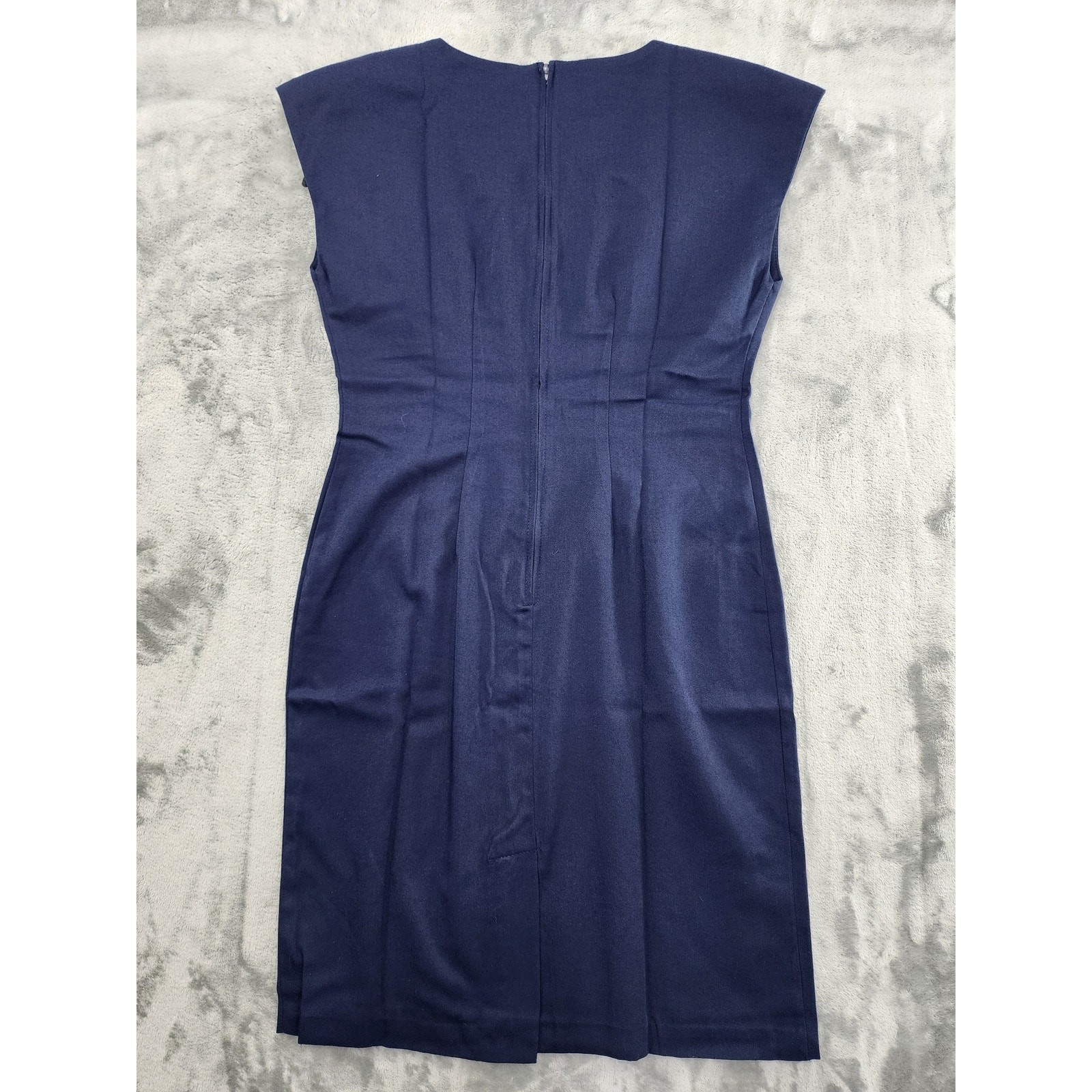 Vintage Jeffery & Dara Dress Womens 5/6 Blue Pencil Sheath Cap Sleeve Preppy