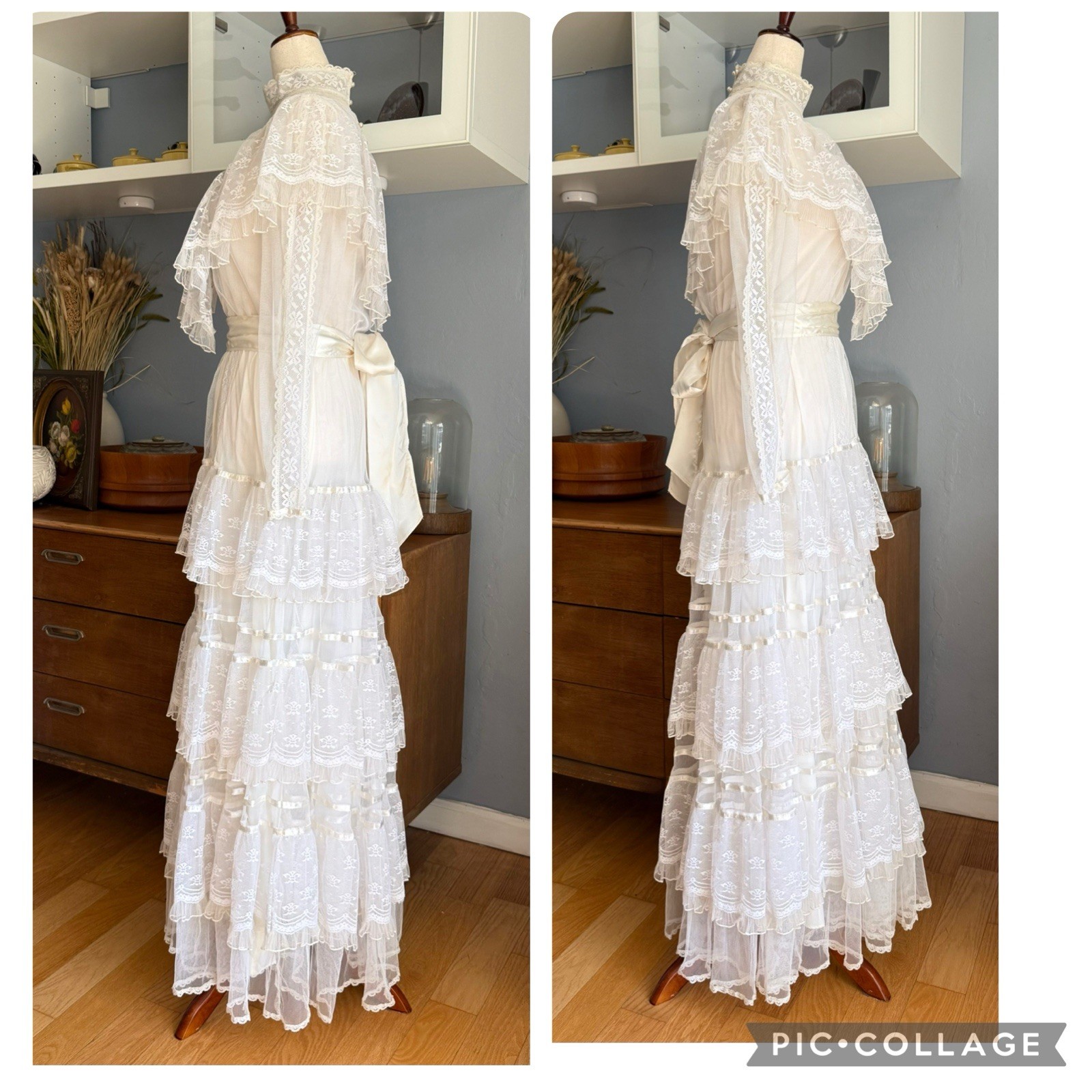 Vtg 80s Gunne Sax Romantic Renaissance Bridal Collection Prairie Lace Sz 9