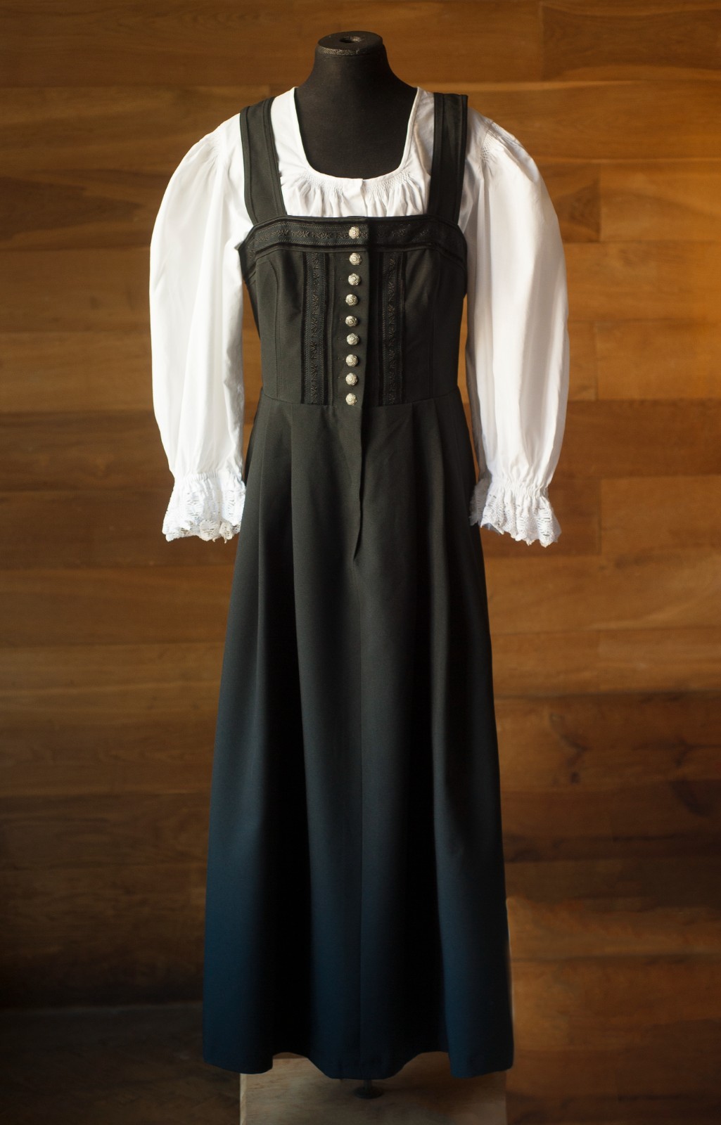 Black german vintage maxi sundress Hochalm, size L, XL