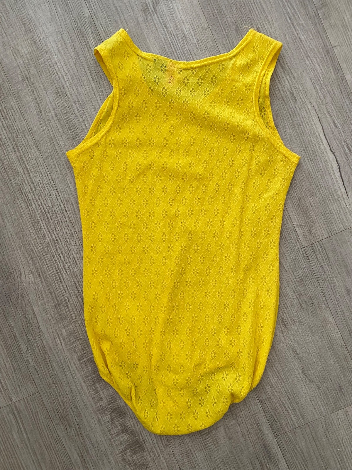 Vintage Nifty California 70’s Yellow Stretch Lace Bodysuit Festival Retro – S/M