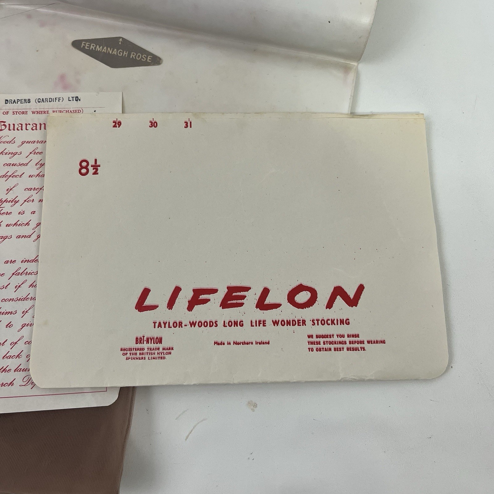 Vintage Taylor Woods 1960’s Night Lifelon Stockings Hose Size 8 1/2 Rose 9758