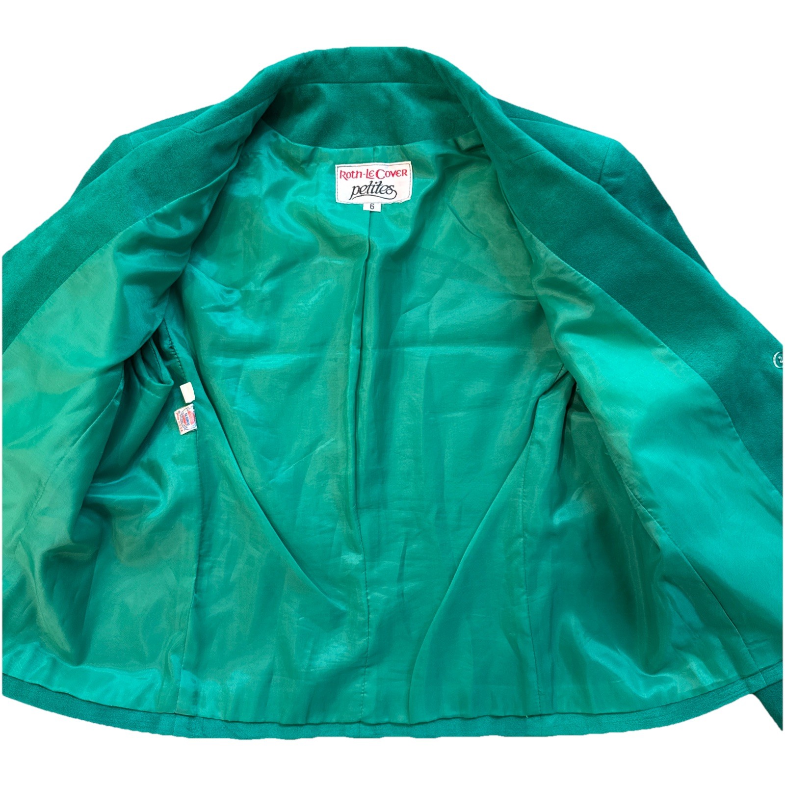 Vintage Roth LeCover Ultrasuede Skirt Suit Green Petite 6 Union Made USA
