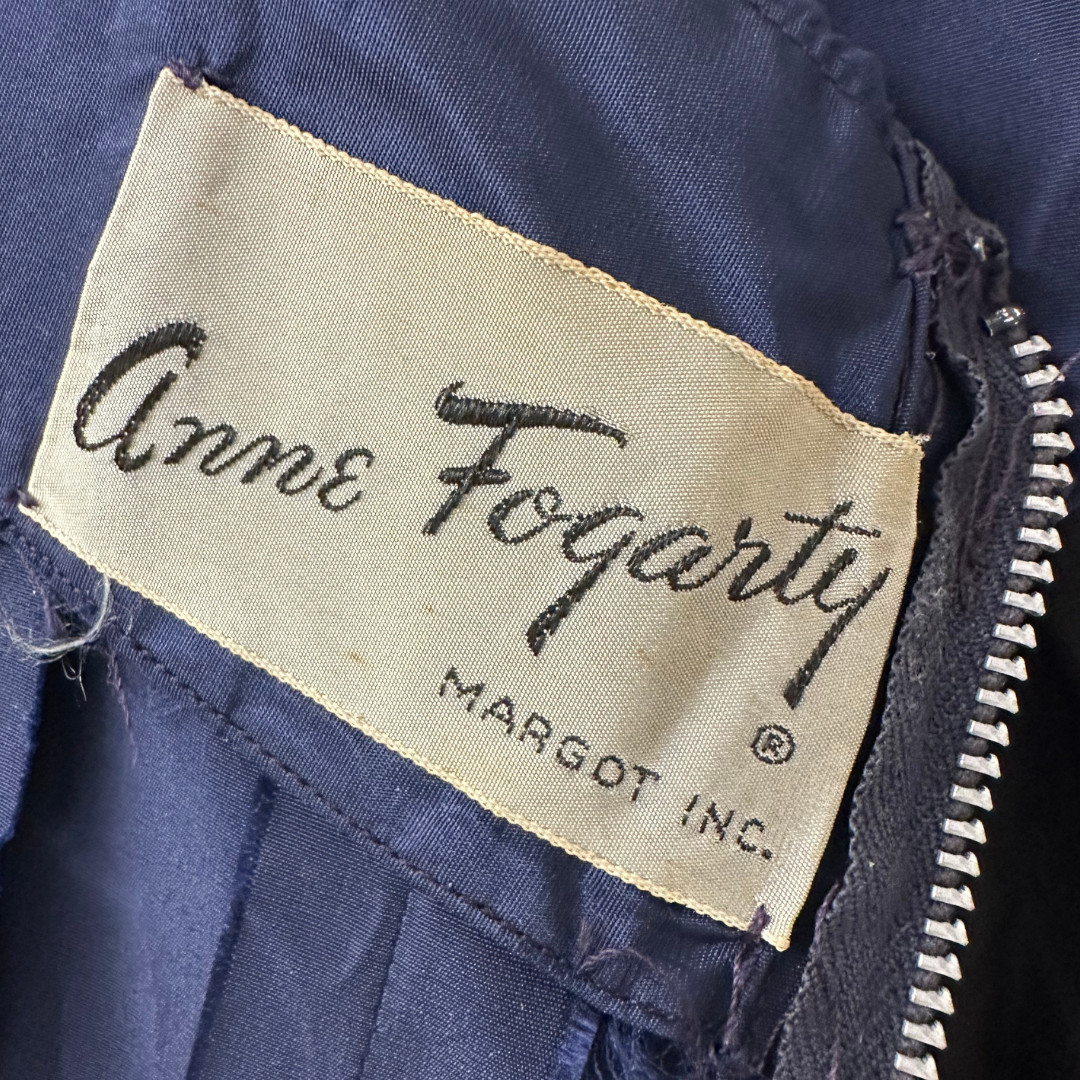Vintage 1950s Anne Fogarty Navy Blue Fit n Flare Dress