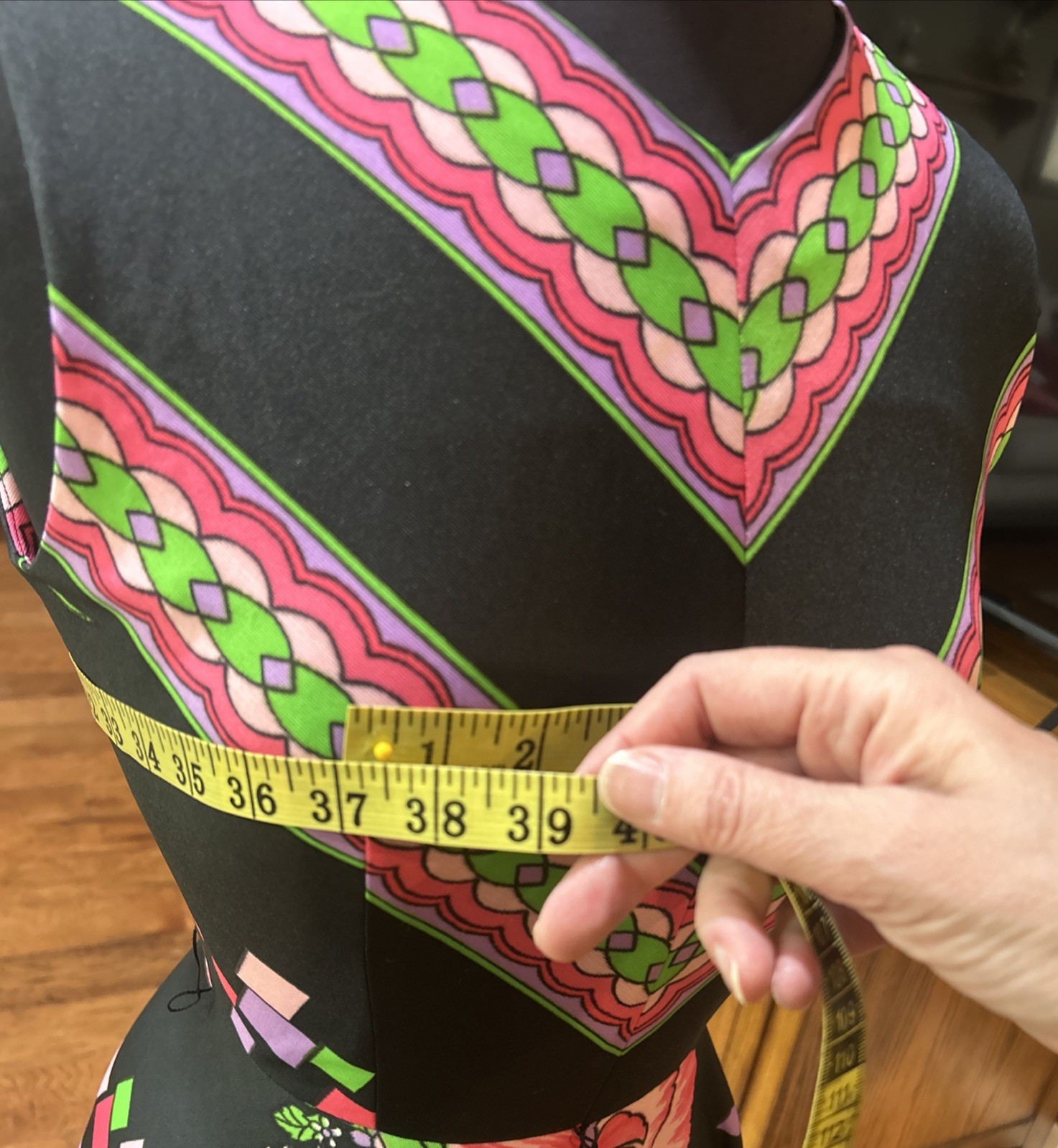 Vintage Donovan Galvani Mod retro Sleeveless Long Dress Black Hot Pink Medium