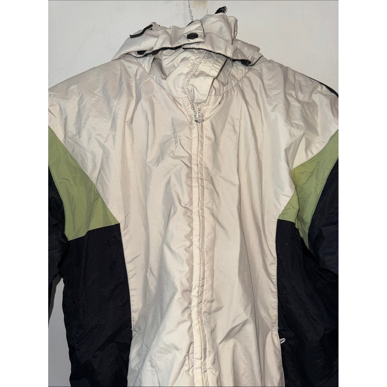 Vintage 90s Outbrook Colorblock Puffer Ski Jacket Black Cream Green Size Small