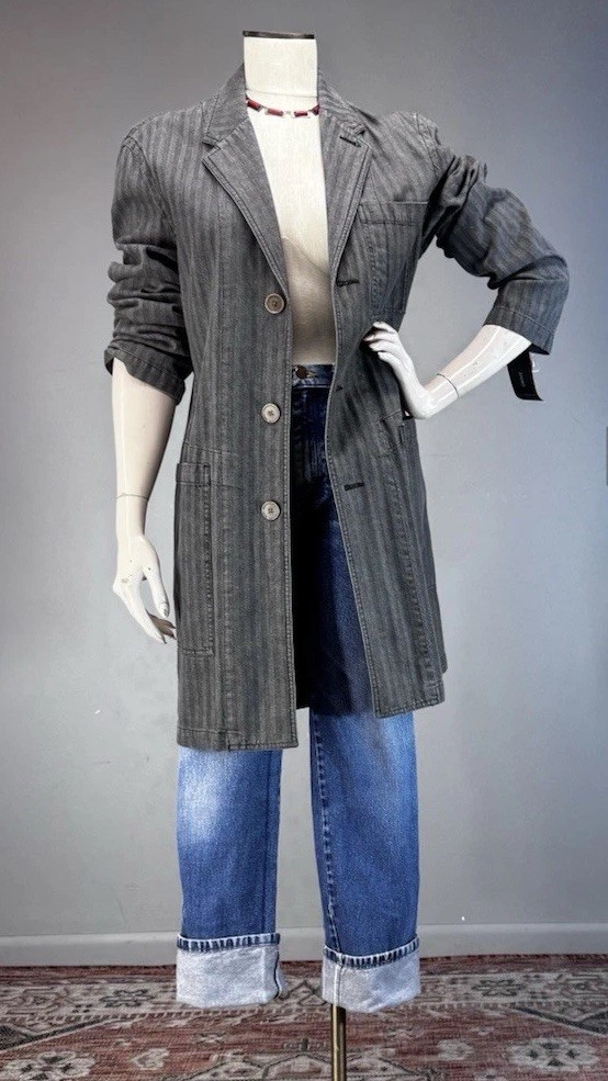 DKNY graphite hbt Denim Chore Jacket Vintage 90s Workwear Cotton Coat NOS NWT