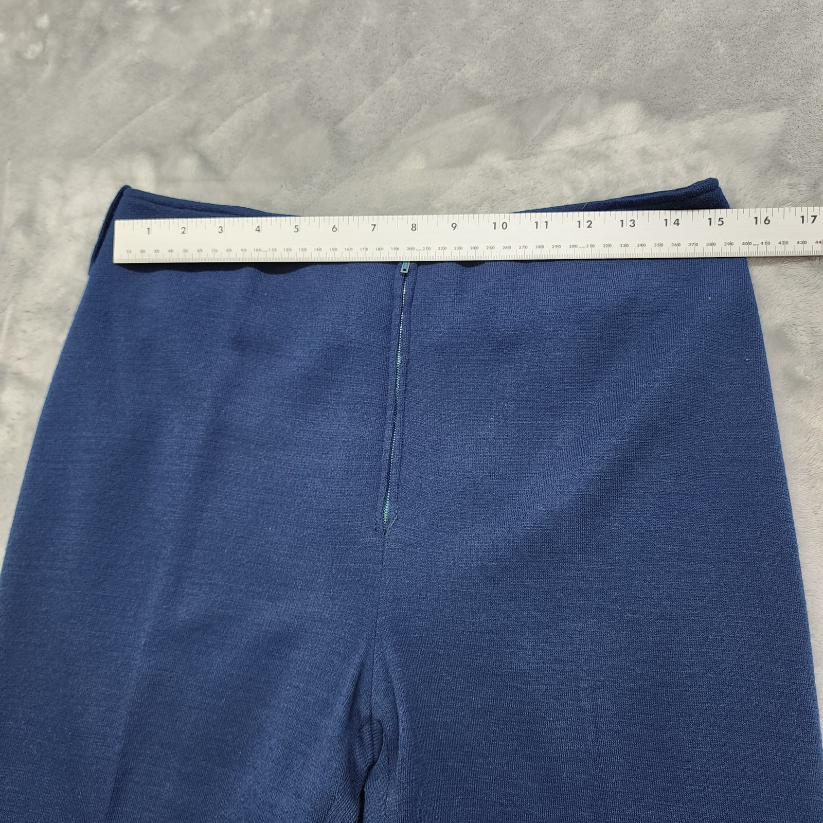 Vintage Batik High Rise Front Metal Zip Knit Jogger Pant Size 48 12 Blue Stretch