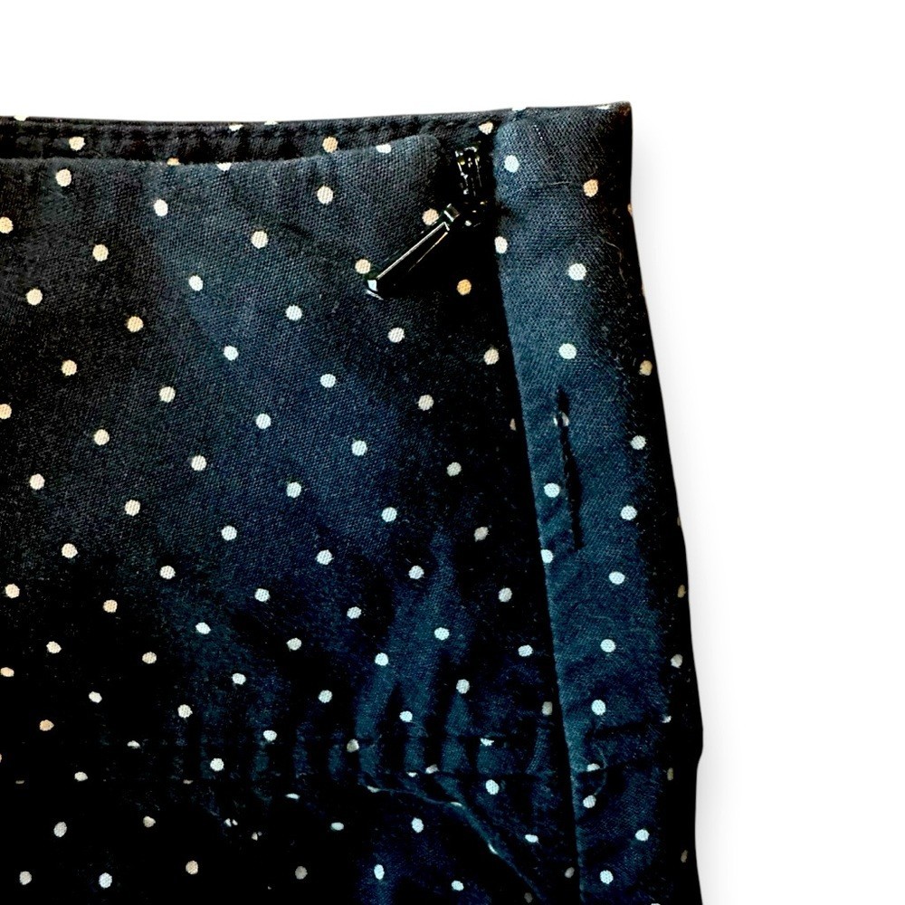 Vtg Liz Claiborne Pleated A Line Midi Skirt Polka Dot Shoppers Cotton Retro 4P