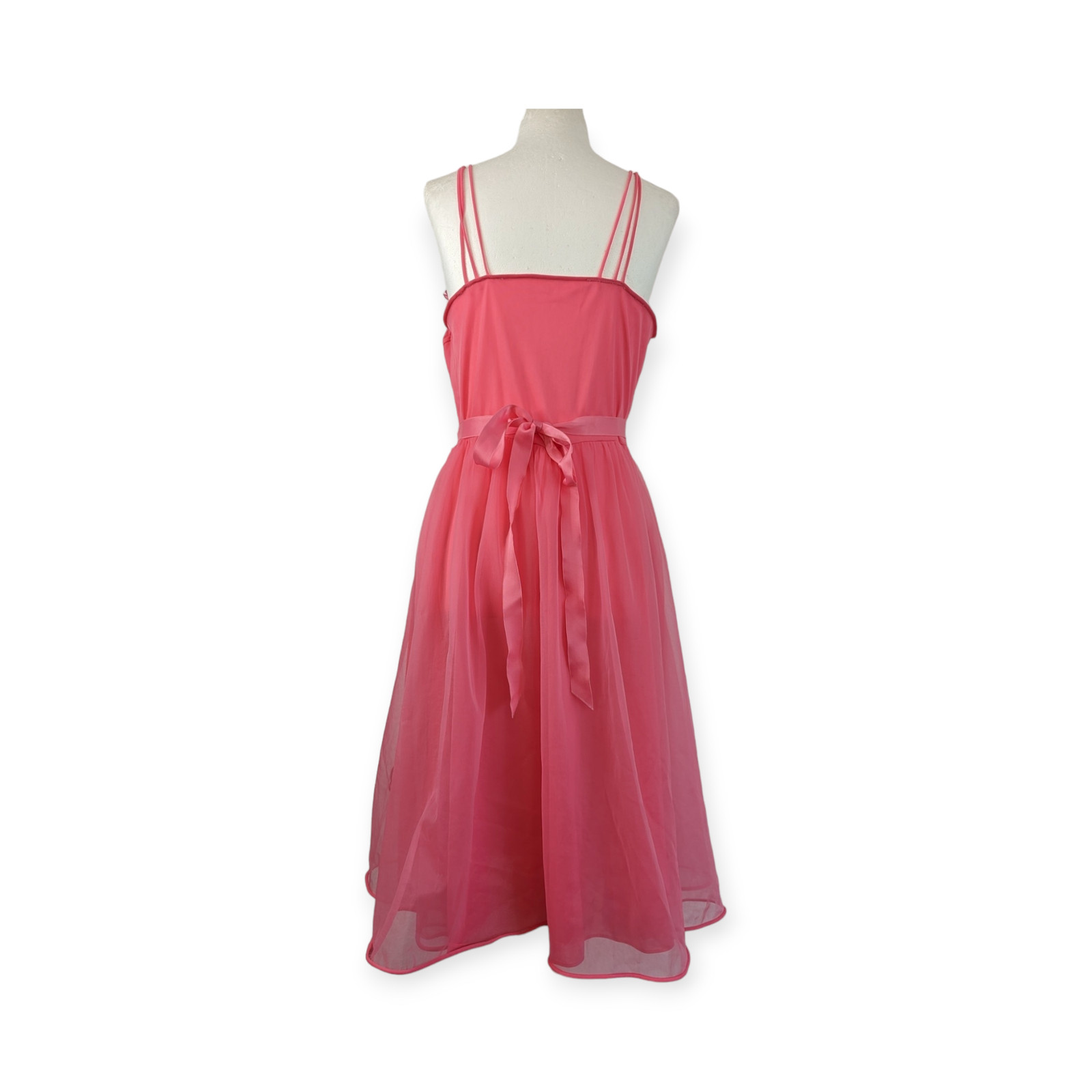 Vintage Midcentury LAROS bright pink a-line slip dress embellished SZ 34
