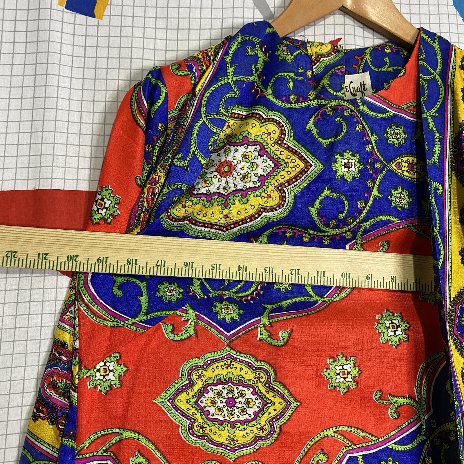 Vintage 60s Pyschedelic Kaftan Dress Small Wrap Hippie Boho Paisley Mod 70s