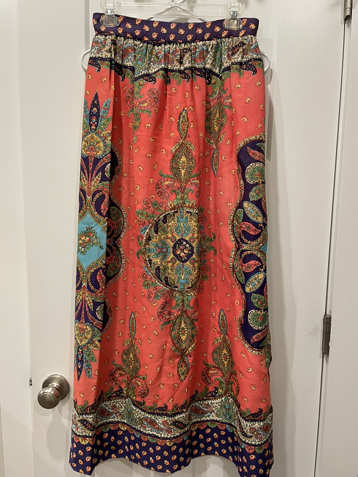 Vintage Maxi Skirt By Malbe Original 60 70 Glitter Psychedelic Boho Size 9/10