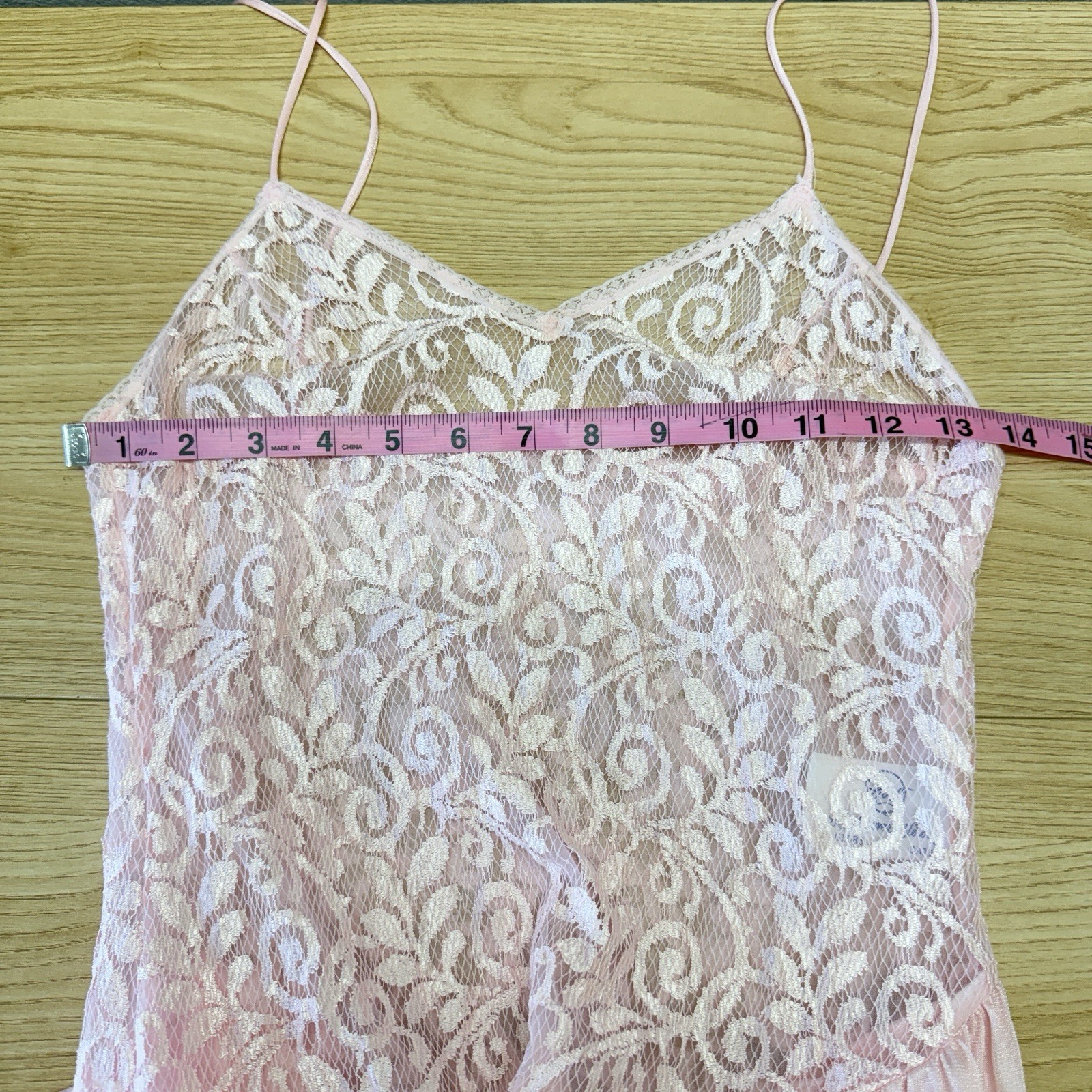 Vintage Pink Lace Slip Size Small Nightgown Lingerie Lace Ethereal Fairy Whimsi