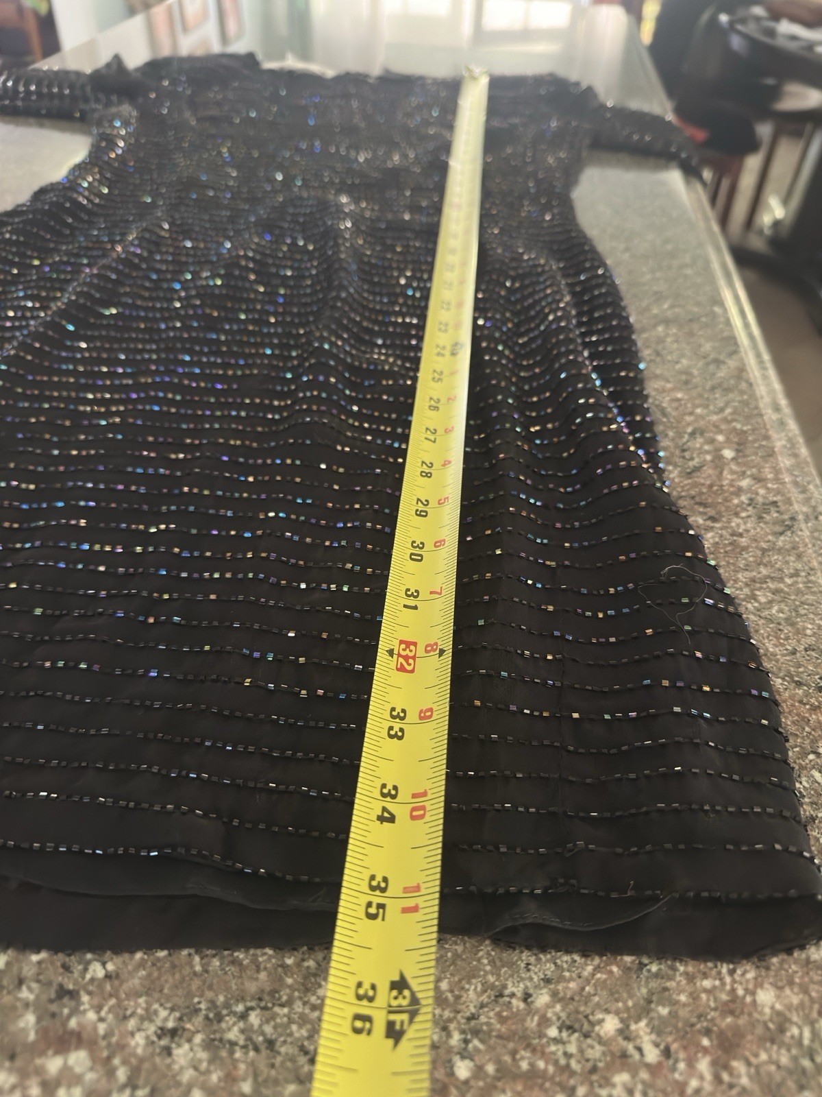 Vintage 80’s Silk Sequin Beaded Party Dress, Sheer, Lining L sleeves byt Bieff