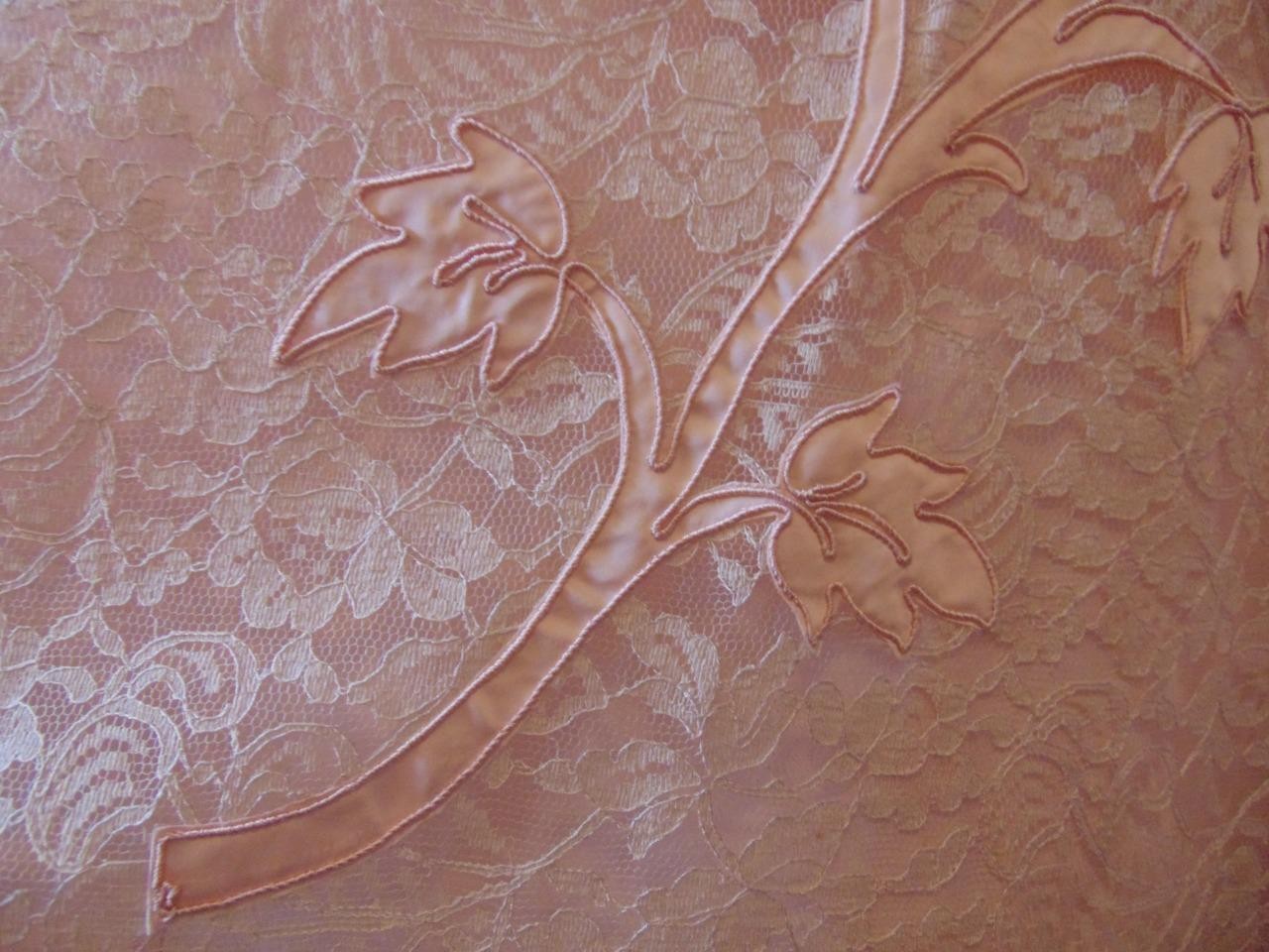 VTG 50s Pink Chantilly Lace & Satin Dress Jacket & Crinoline Slip 26W