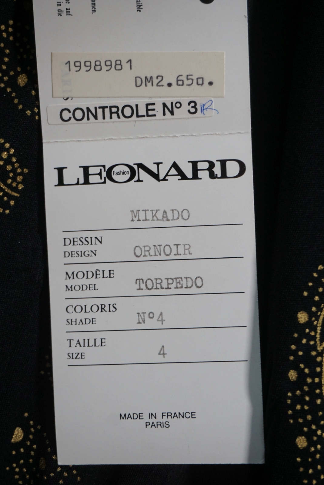 Leonard Fashion Paris Luxury Dress 100% Silk Torpedo Ornoir Waist 4 (42-44)