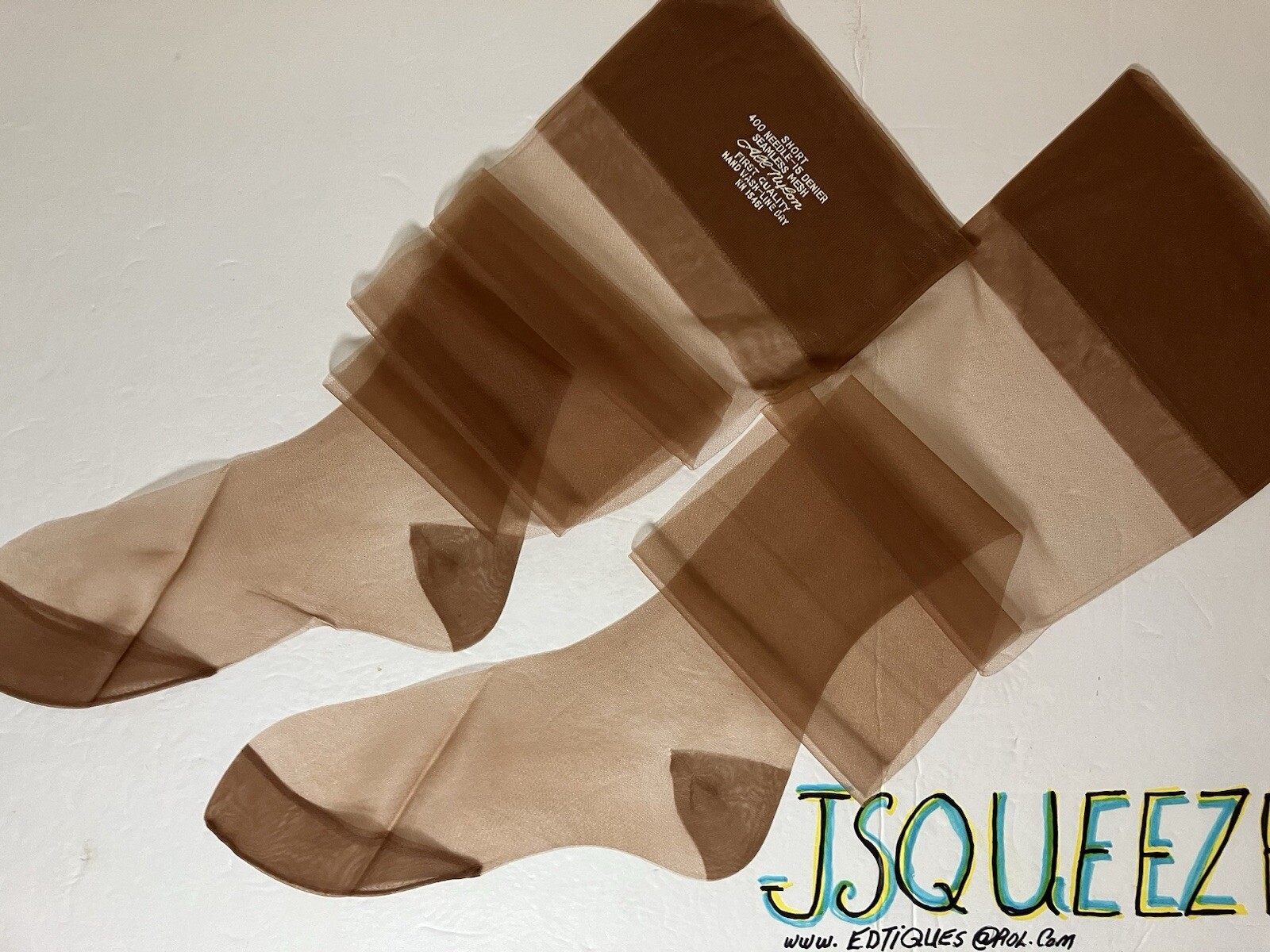 4 Pair Vintage 1950s All Nylon RHT Stockings 9 1/2 X 31” RHT 15Denier Toe 4 3/4”