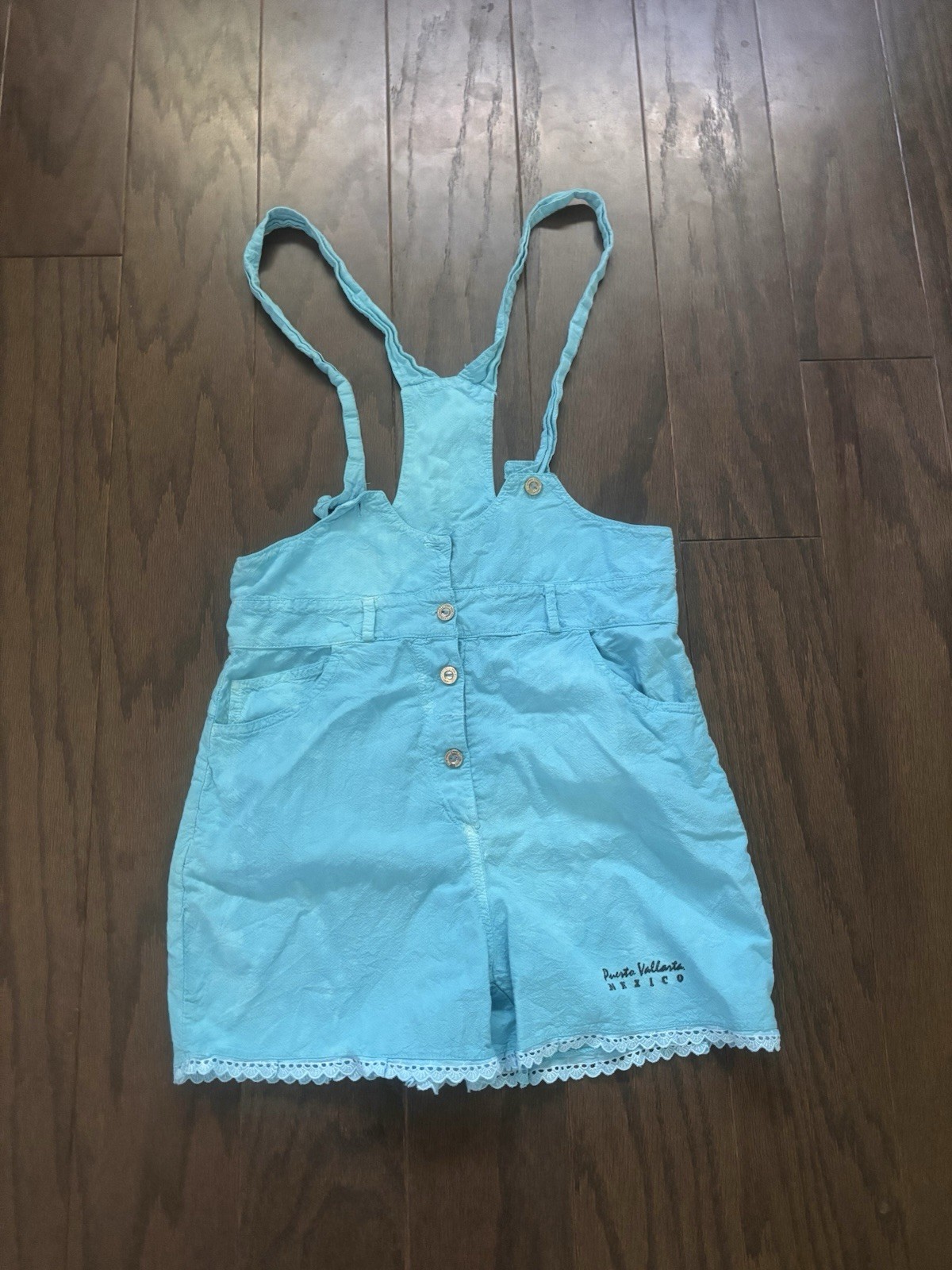 Vintage 1980s 1990s Puerto Vallarta Mexico Tourist Romper – Military Buttons