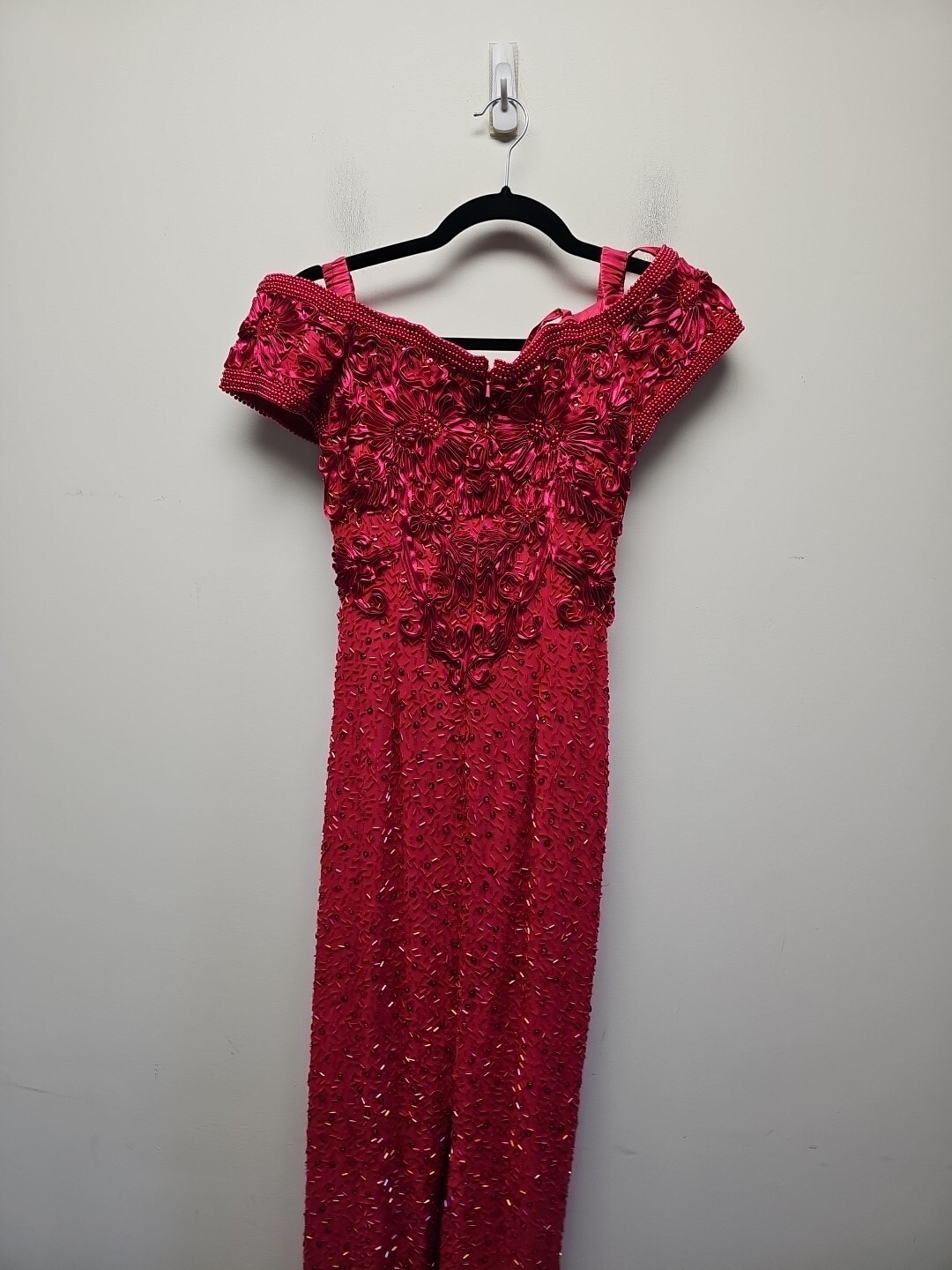 Alyce Designs Vintage 80s Pink Sequin Pageant Prom Party Formal Dress size 2 Zip