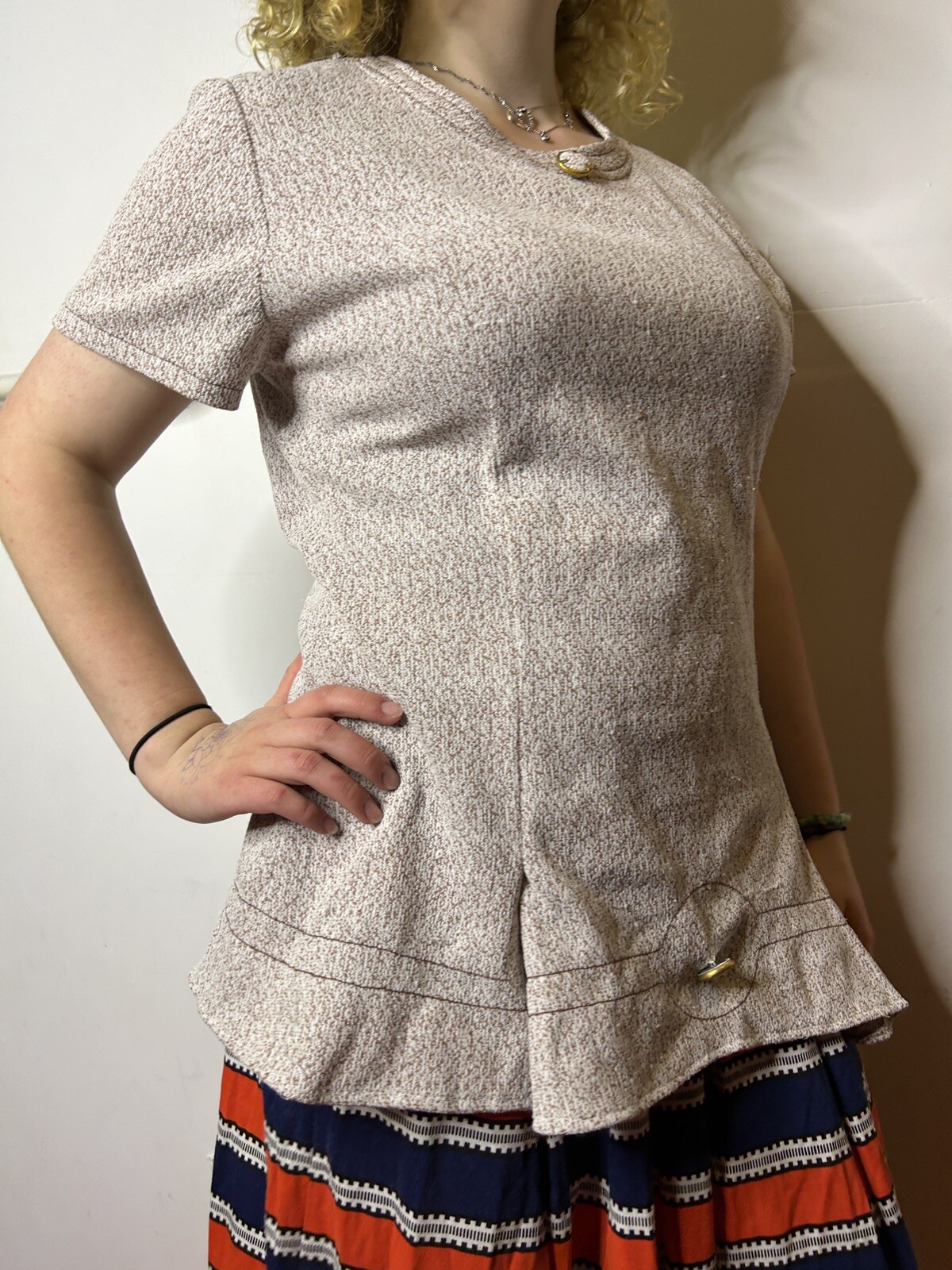 Vintage Australian 1980s Carmen Jones Treilon Ladies Blouse Art Deco Peplum AU14