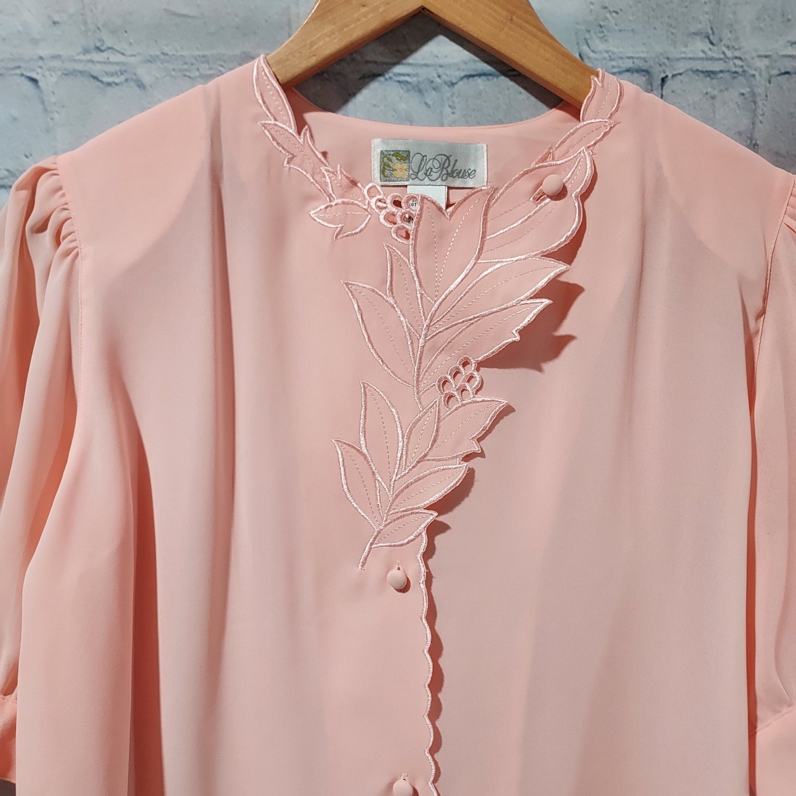 Twee Vintage La Blouse Size 8 Antique 1980’s Lace Pale Pink Short Sleeve Top