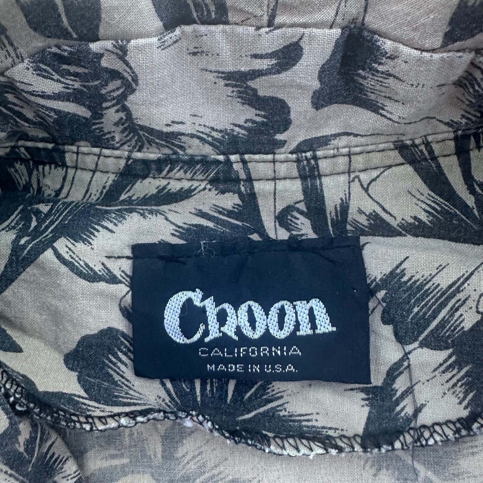 Choon California Dress Palm Leaf Print Corset Waist Button Up Vintage